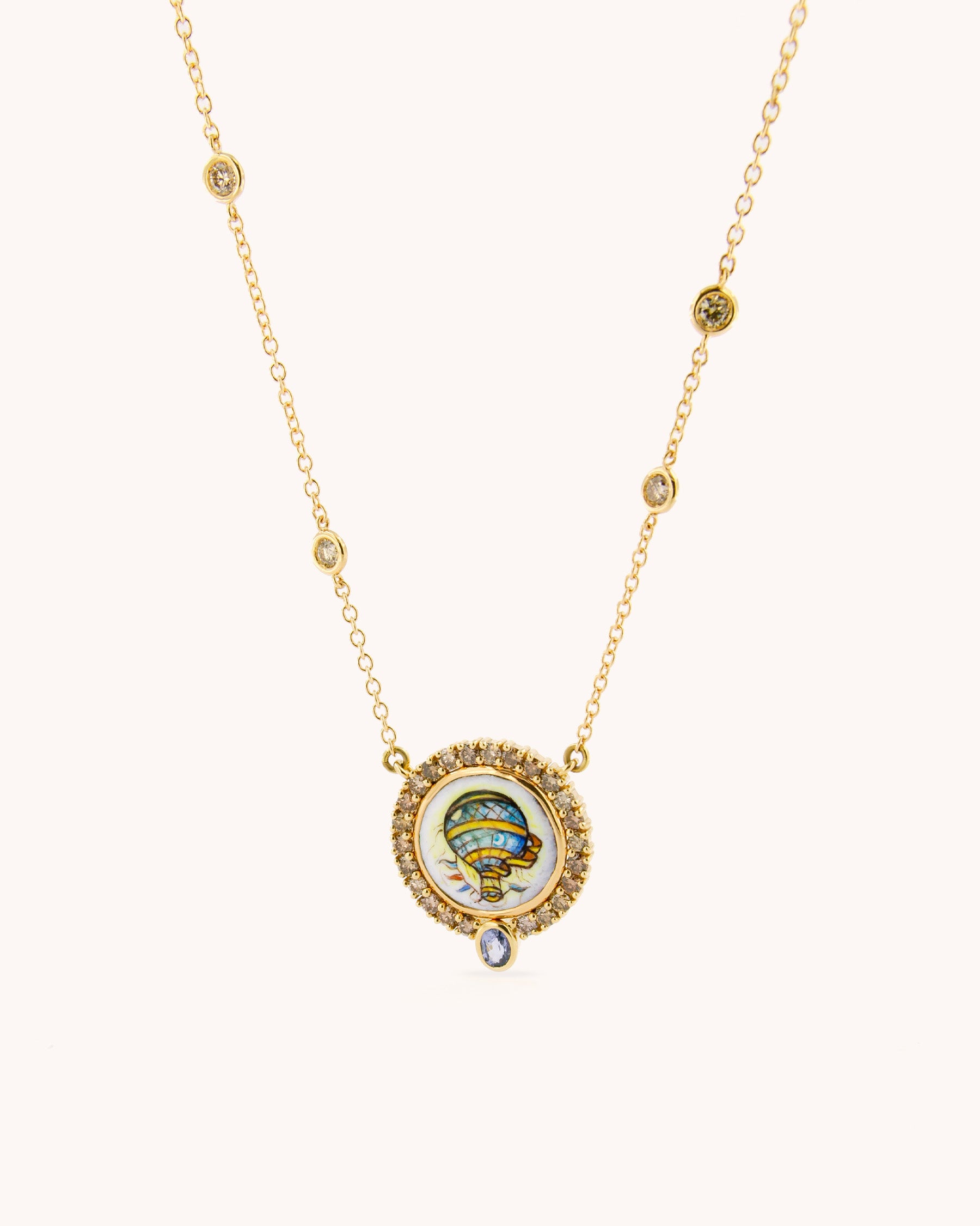 Dreamy Hot Air Balloon with Sapphire Necklace