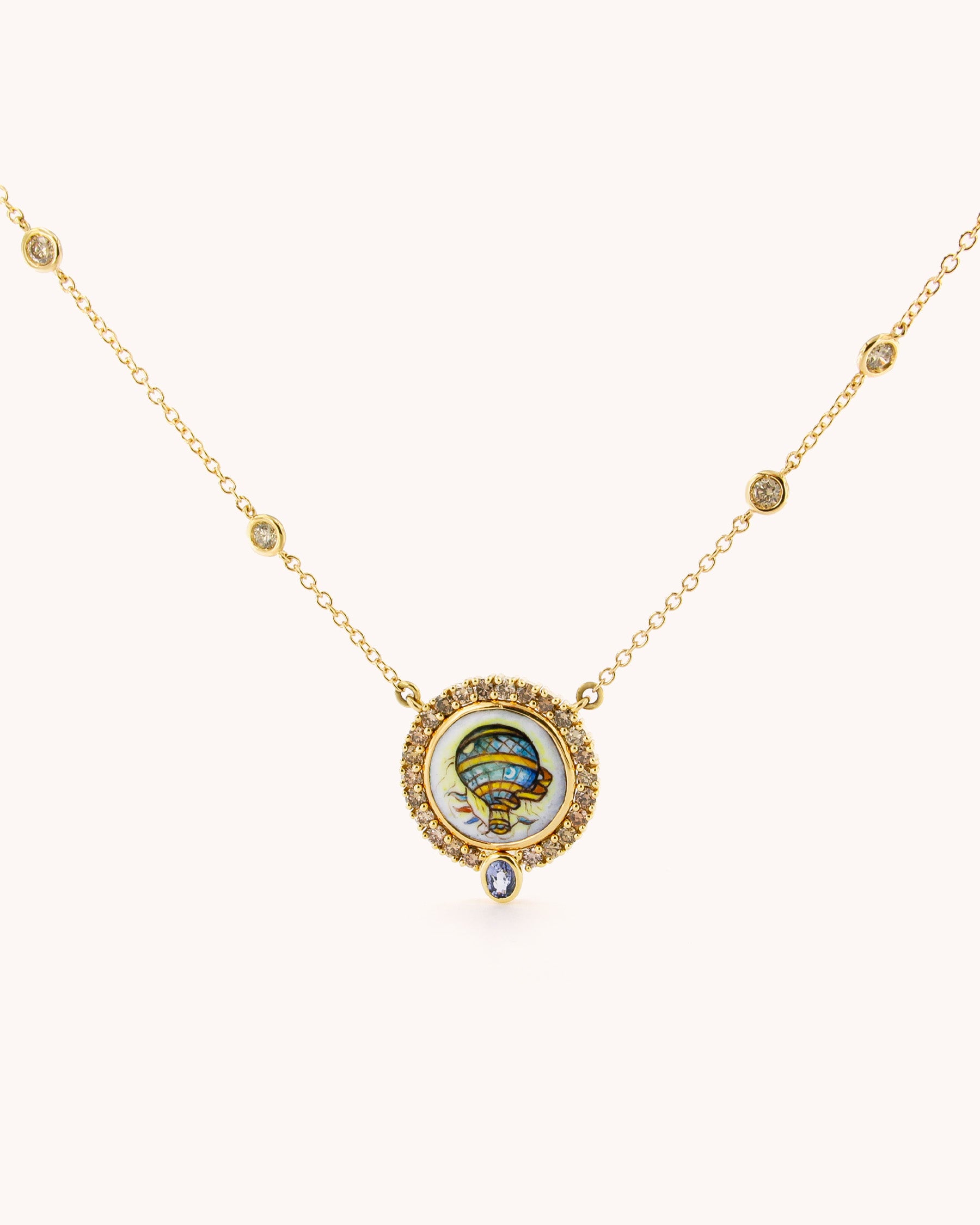 Dreamy Hot Air Balloon with Sapphire Necklace