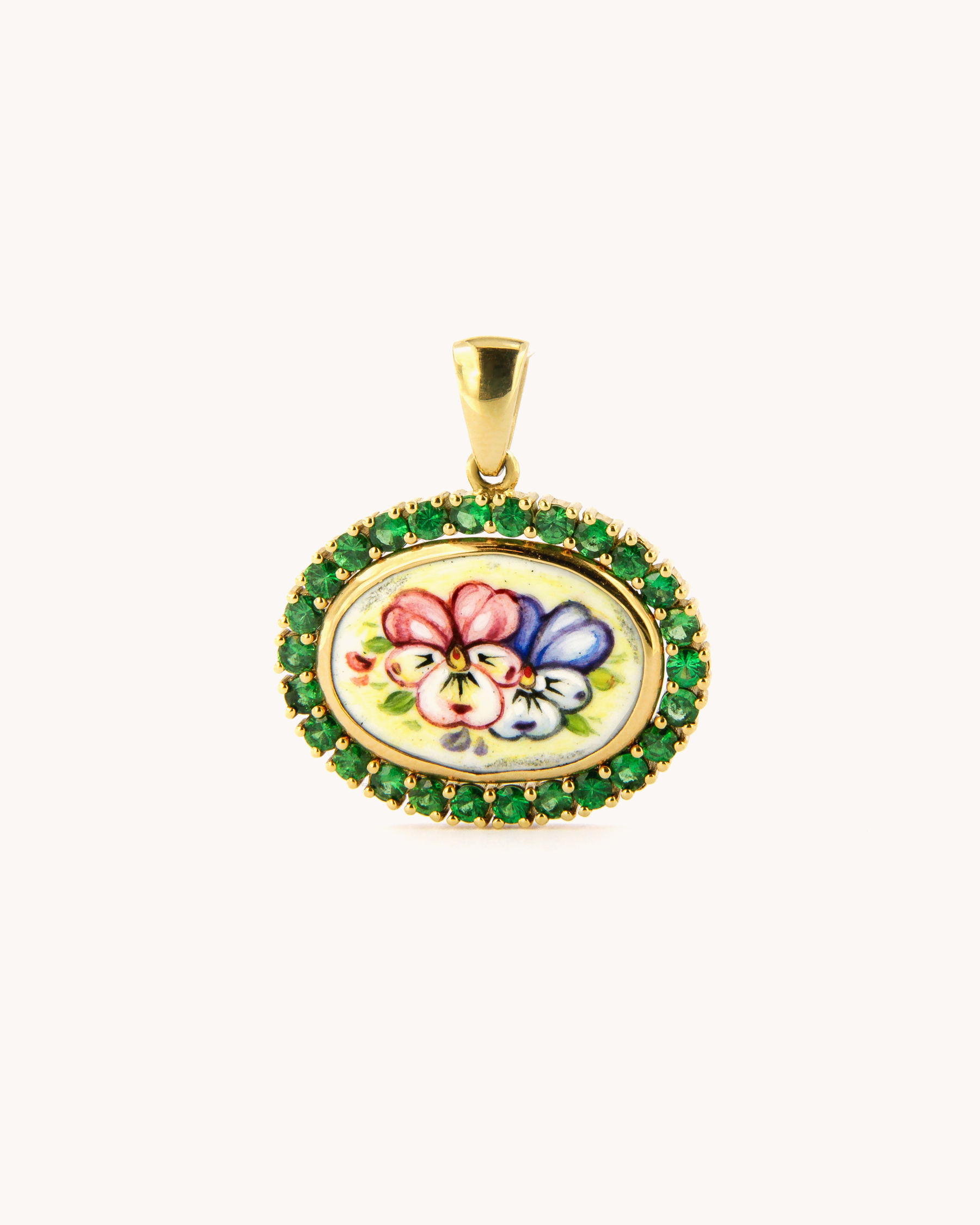Wild Pansies and Tsavorite Pendant