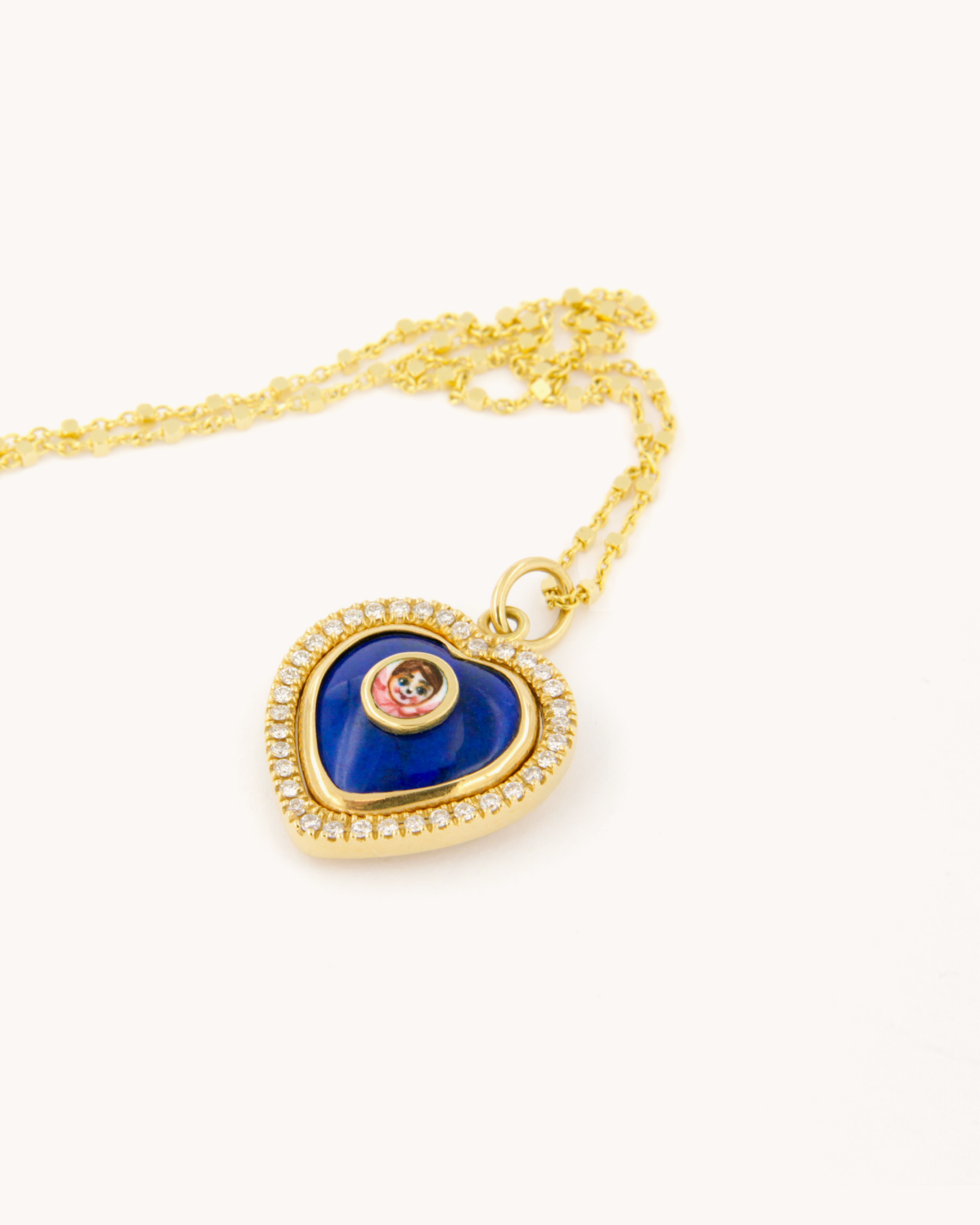 Lapis Lazuli and Diamonds Angel Pendant