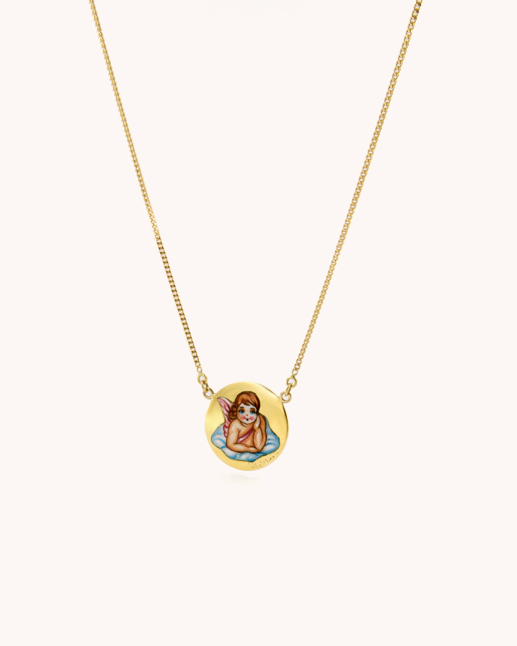 Angel on a Cloud Enamel Necklace