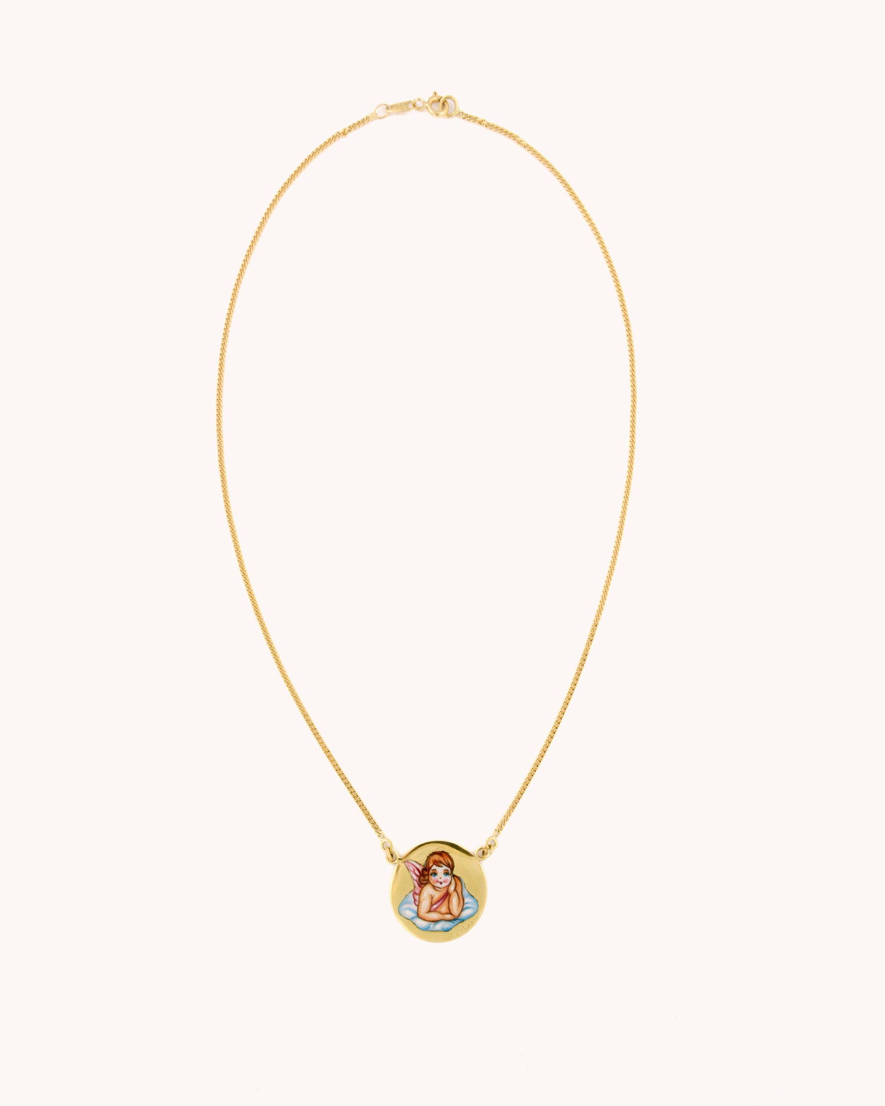 Angel on a Cloud Enamel Necklace