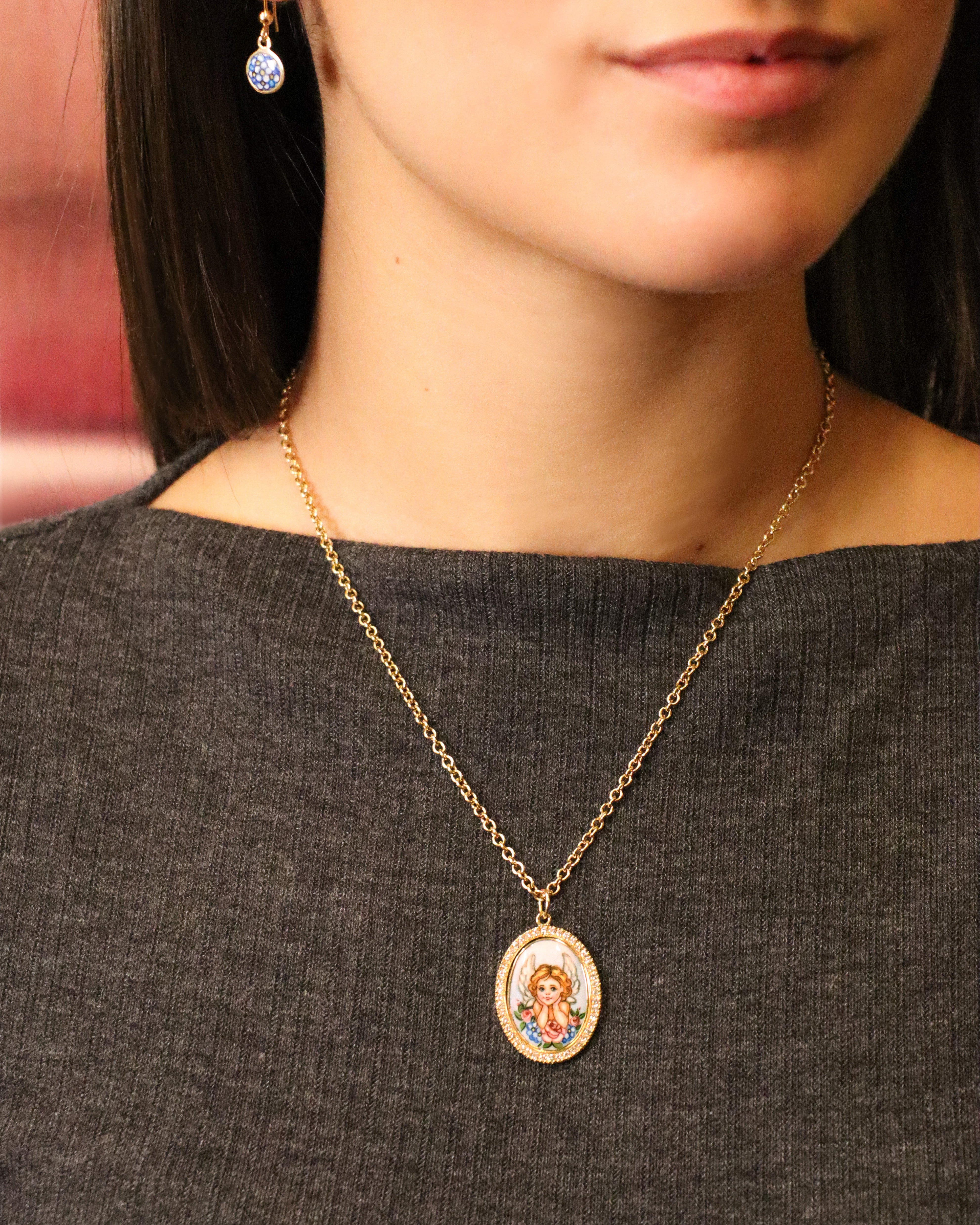 Ciondolo Angelo con Diamanti