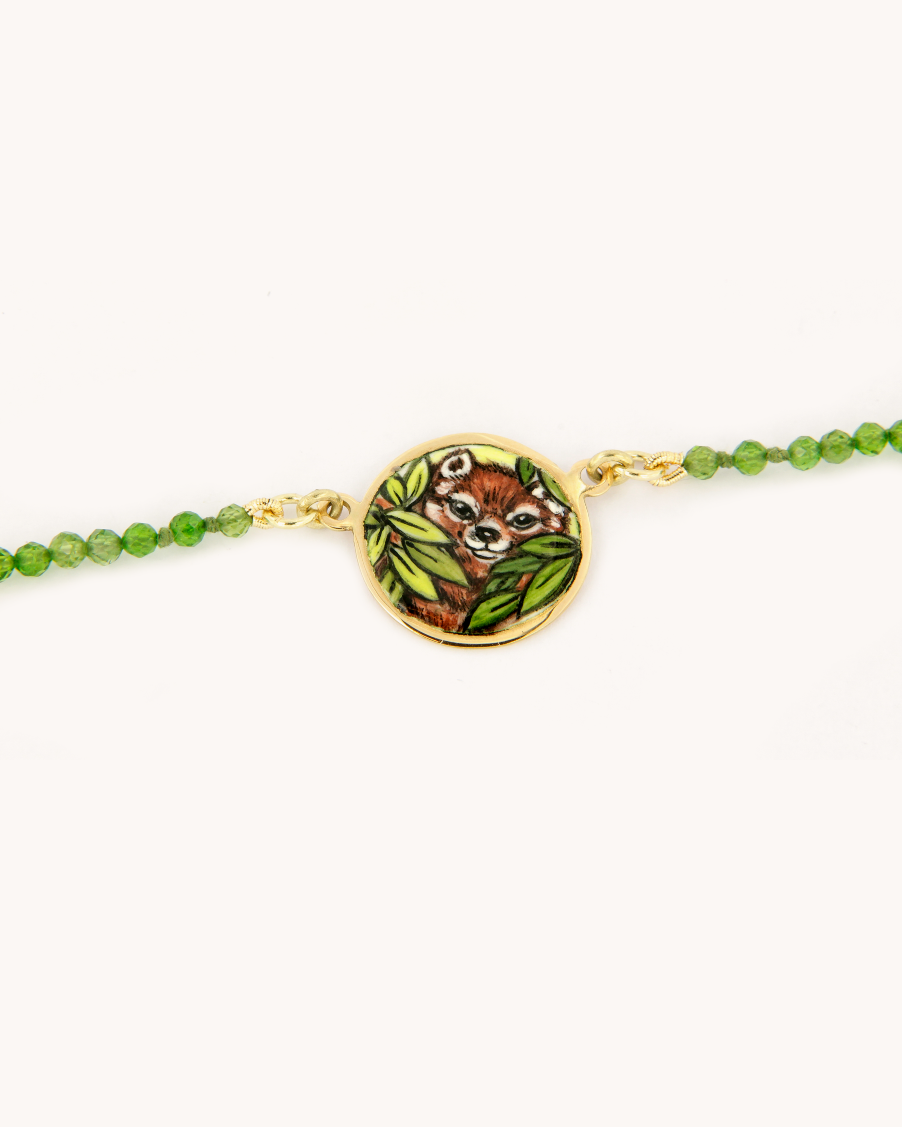 Collana Panda Rosso tra le Foglie