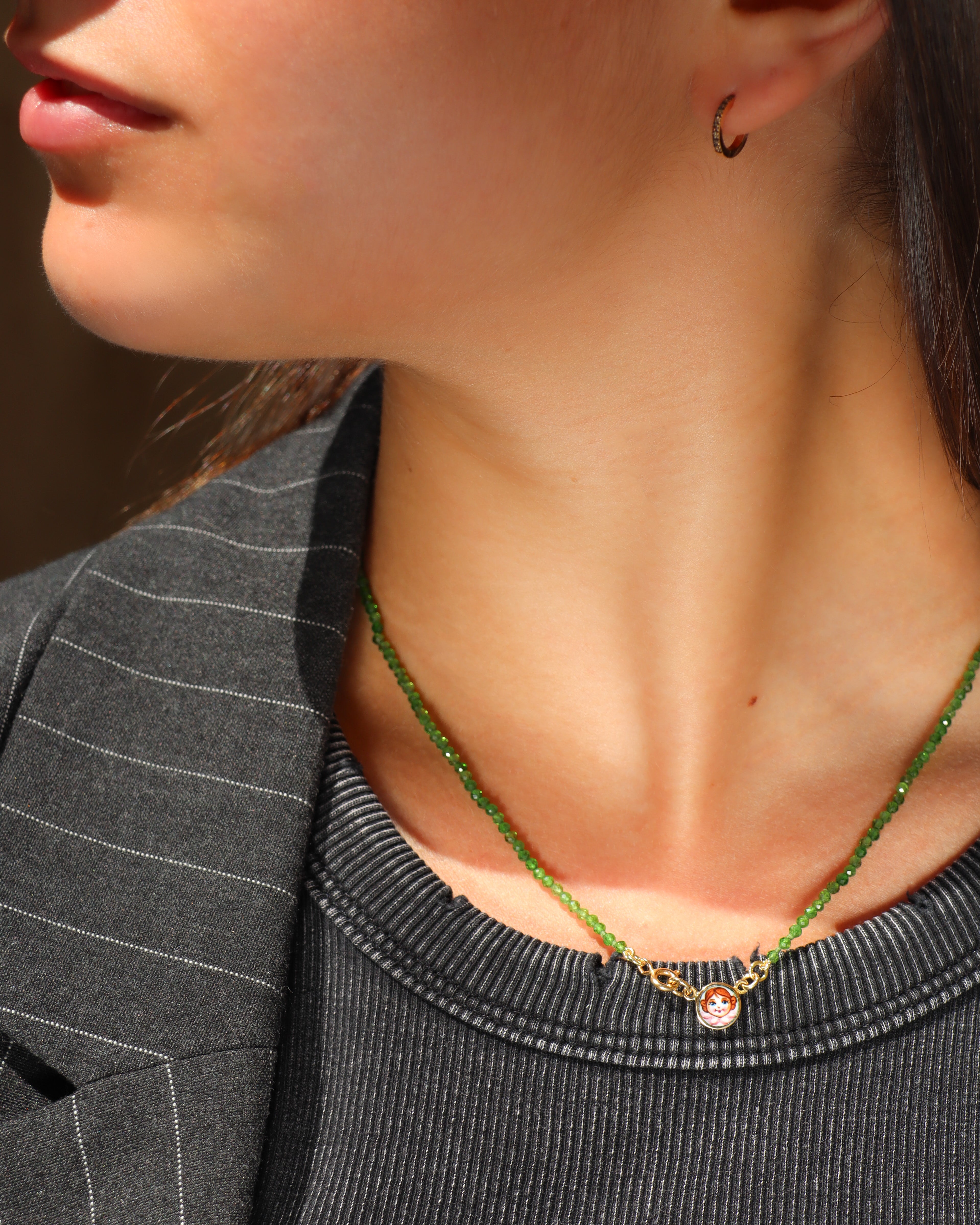 Pink Angel with Chrome Diopside Necklace