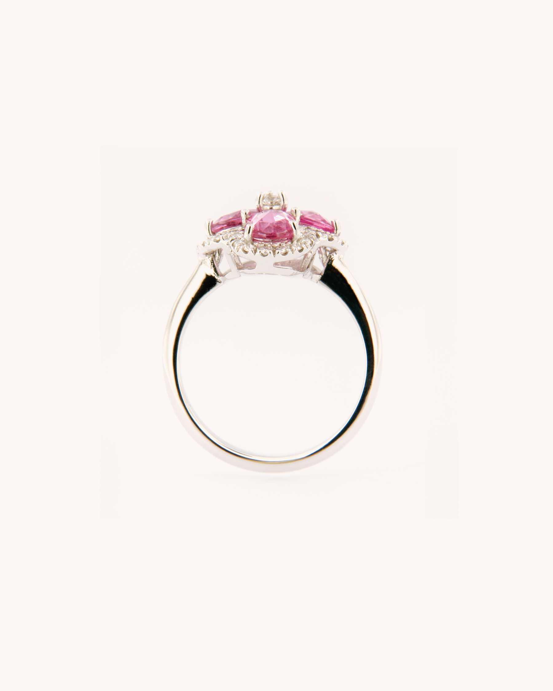 Anello Zaffiri Rosa e Diamanti