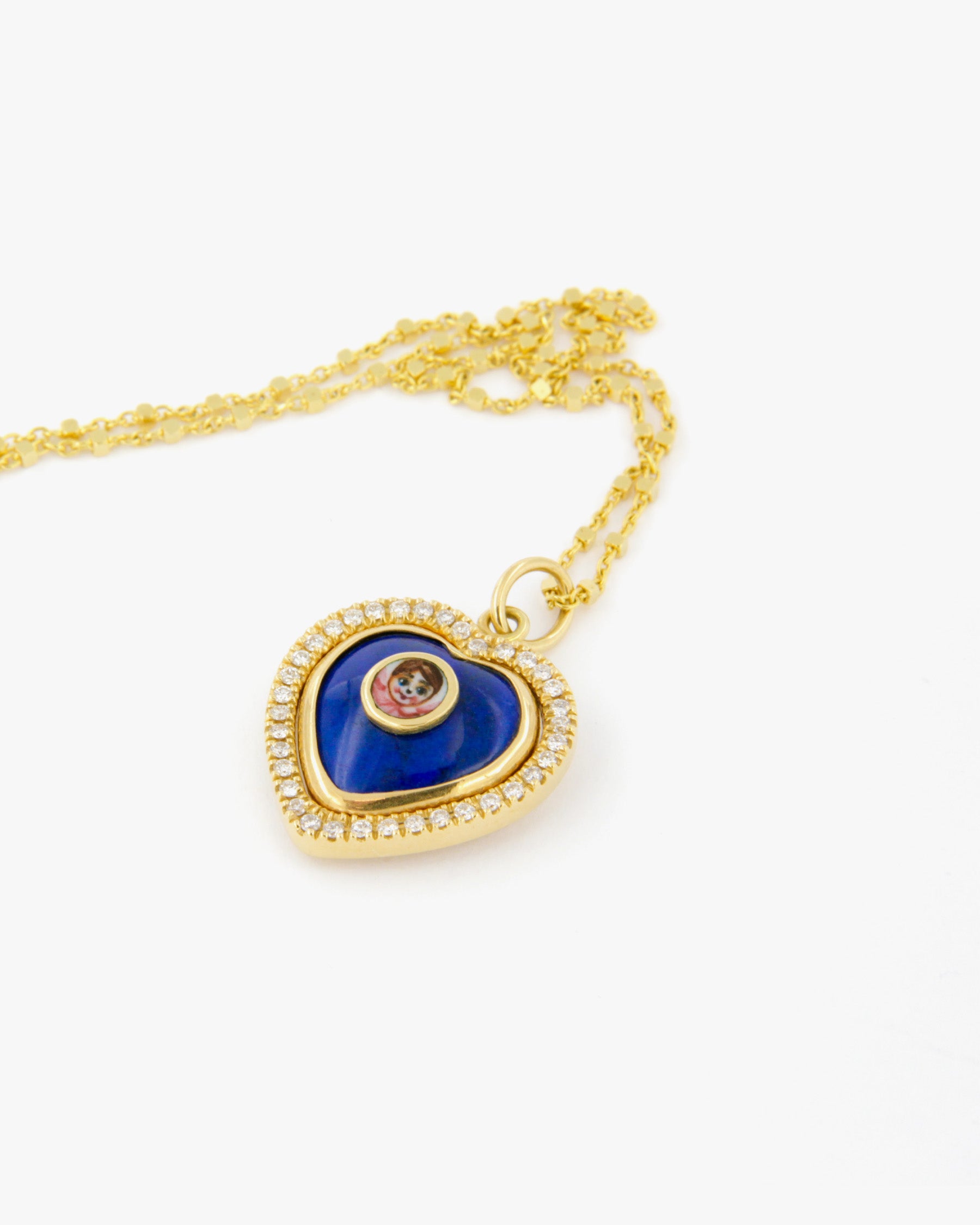 Lapis Lazuli and Diamonds Angel Pendant