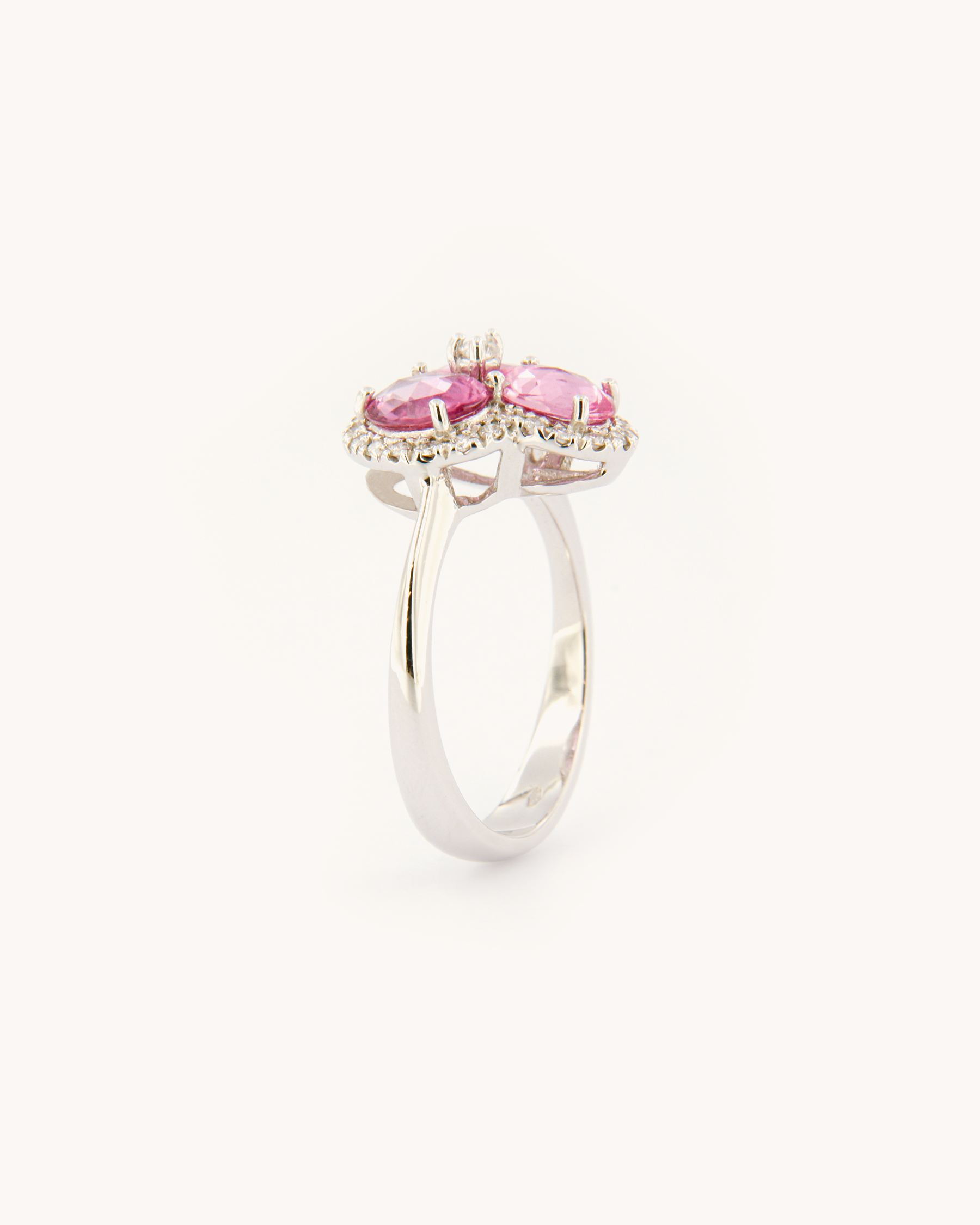 Anello Zaffiri Rosa e Diamanti