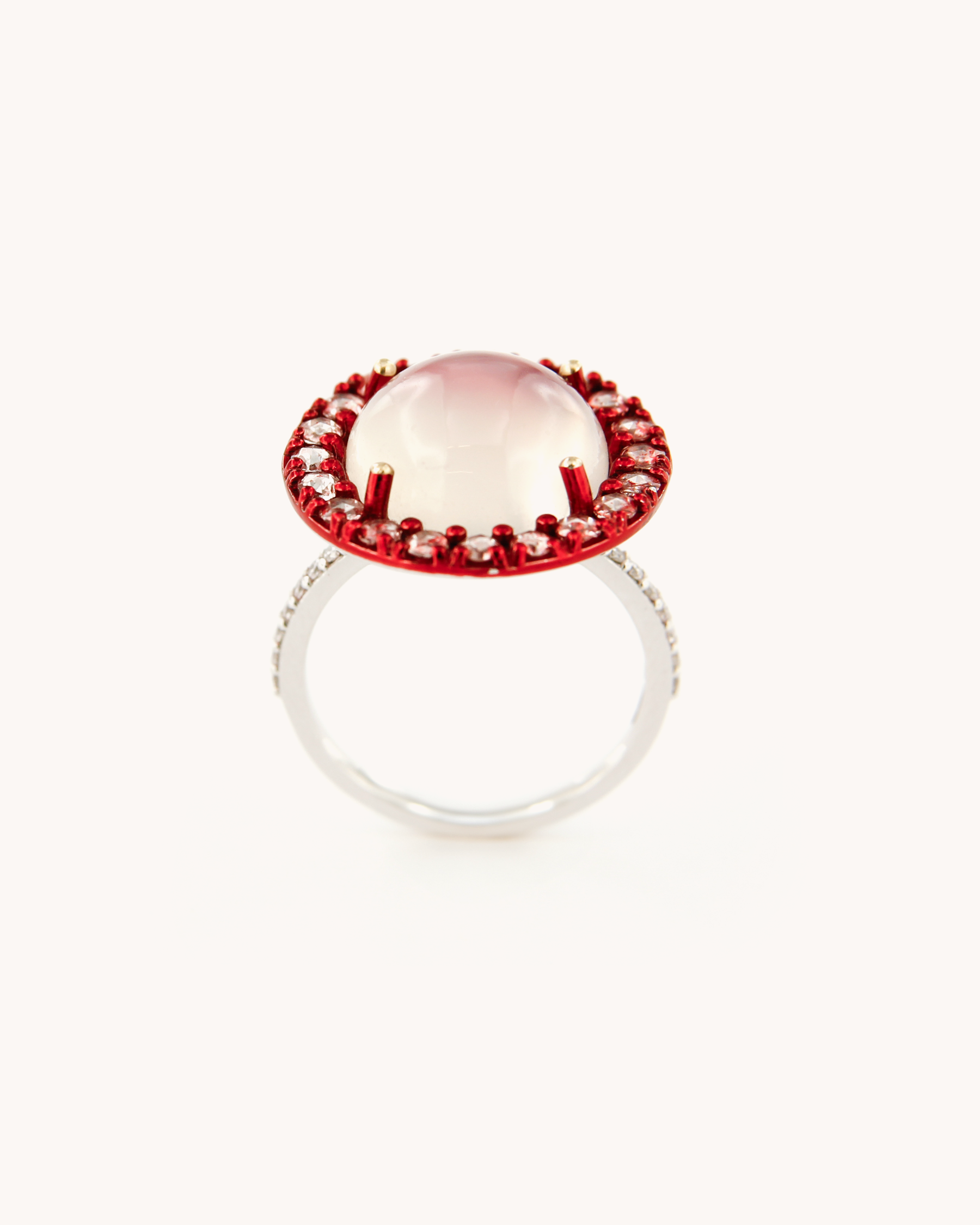 Anello Pietra di Luna e Diamanti