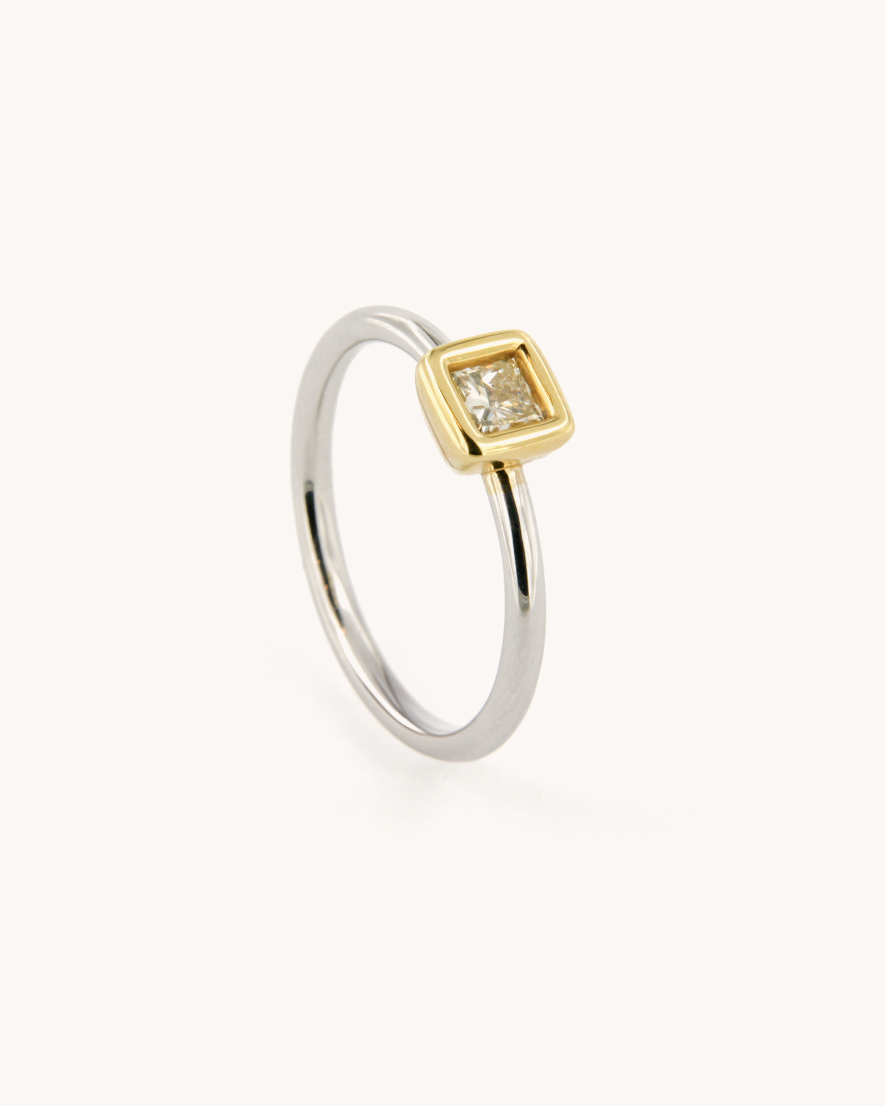Princess Cut Fancy Diamond Ring