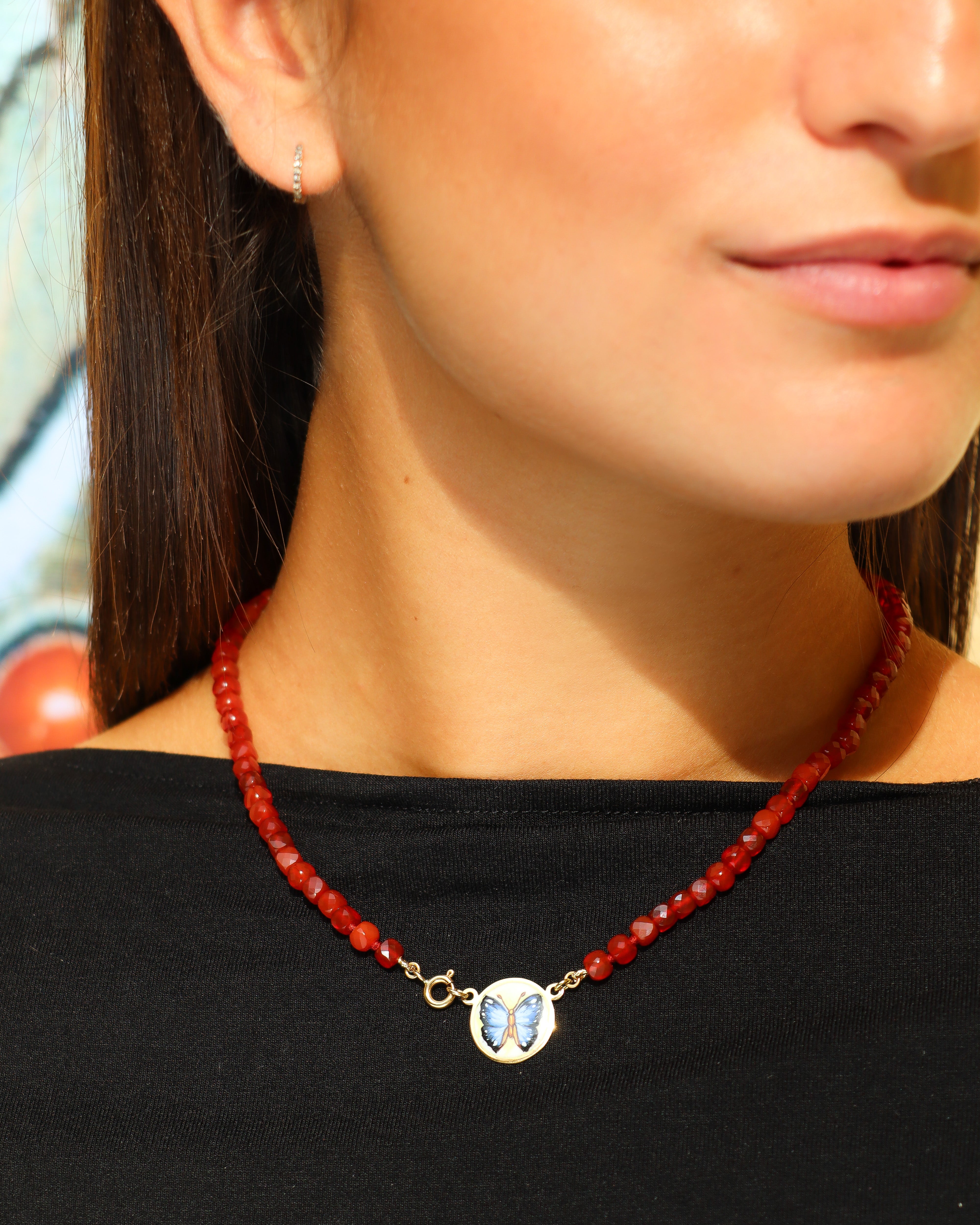 Collana Coloris Farfalla nel Rosso Cremisi