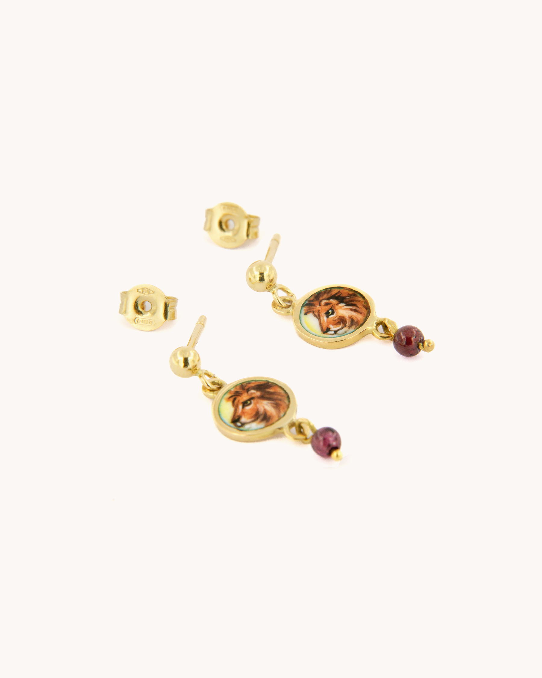 Lion and Garnet Earrings