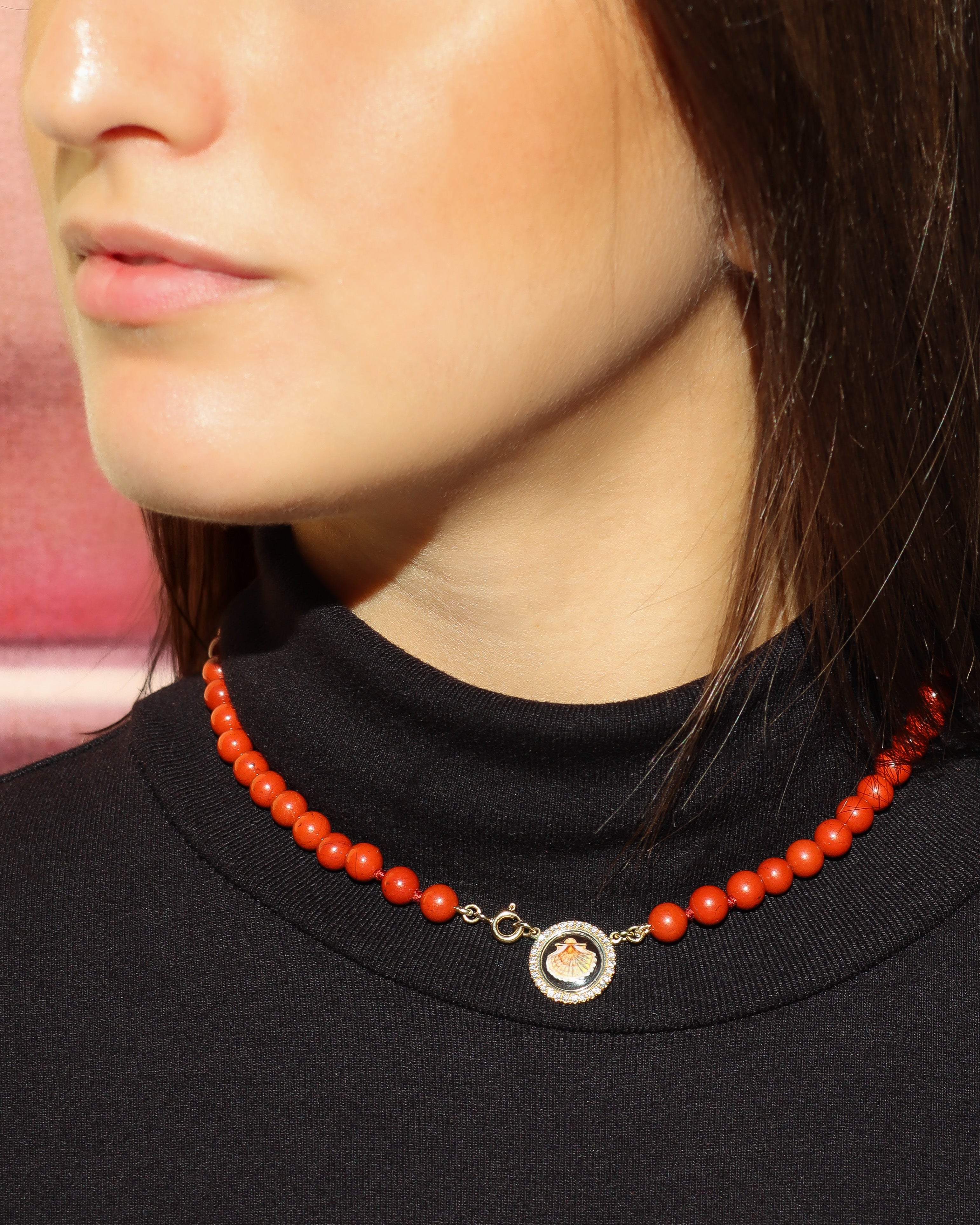 Collana Coloris Conchiglia nel Rosso Fuoco