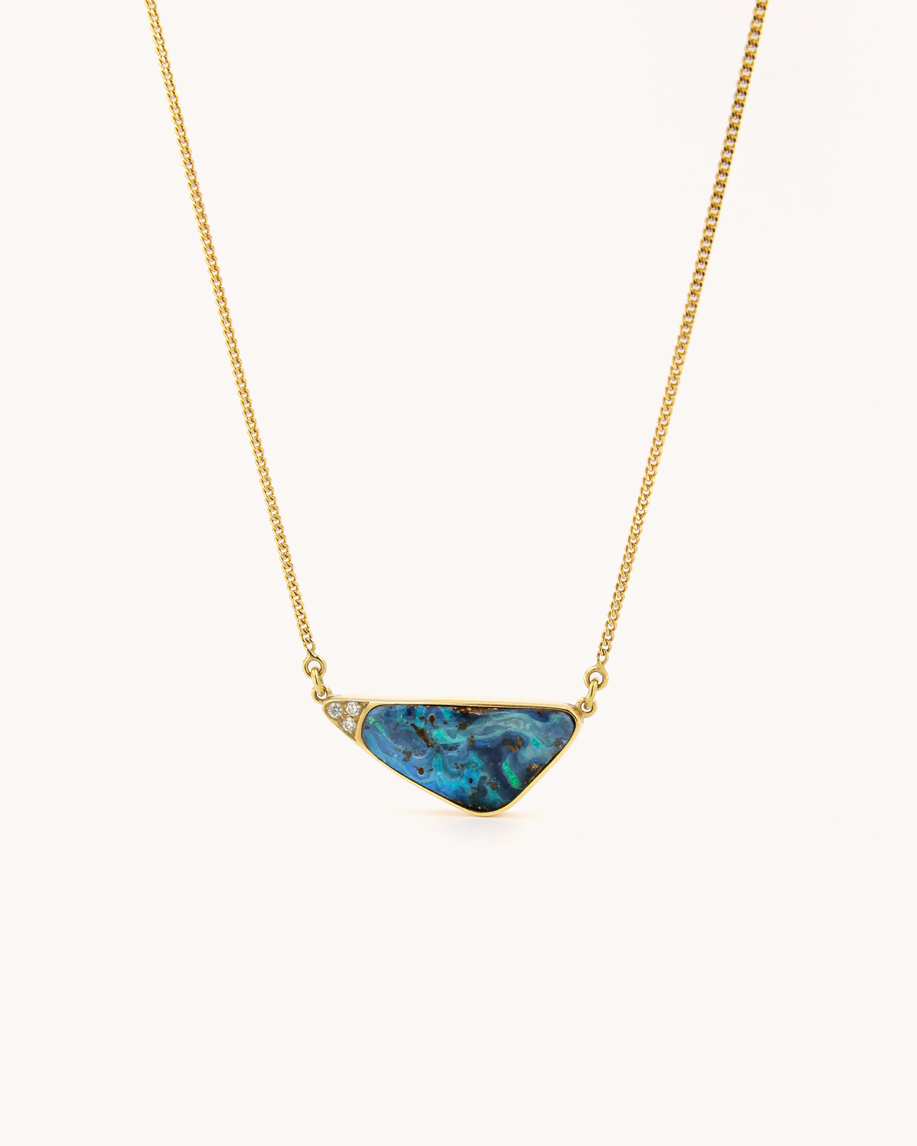 Blue Opal and Diamonds Necklace