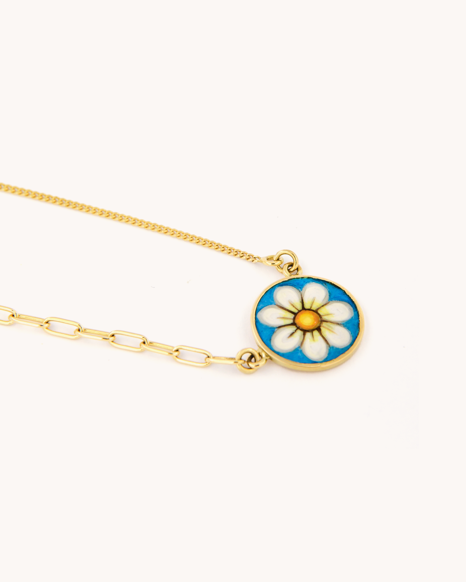 Daisy on Blue Necklace