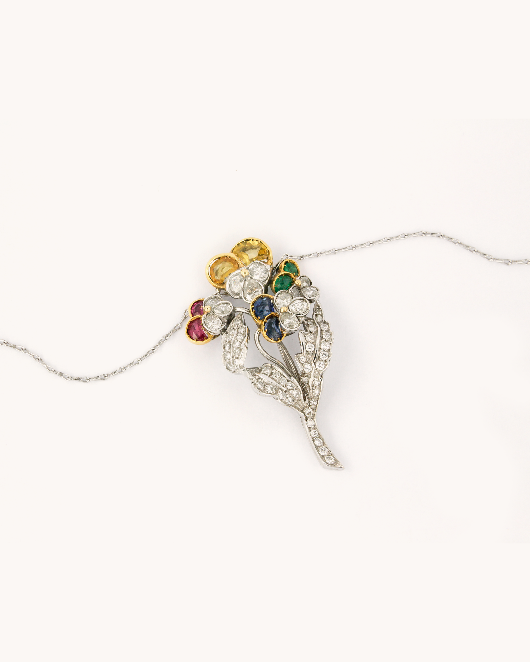 Flower Bouquet Precious Stone Necklace