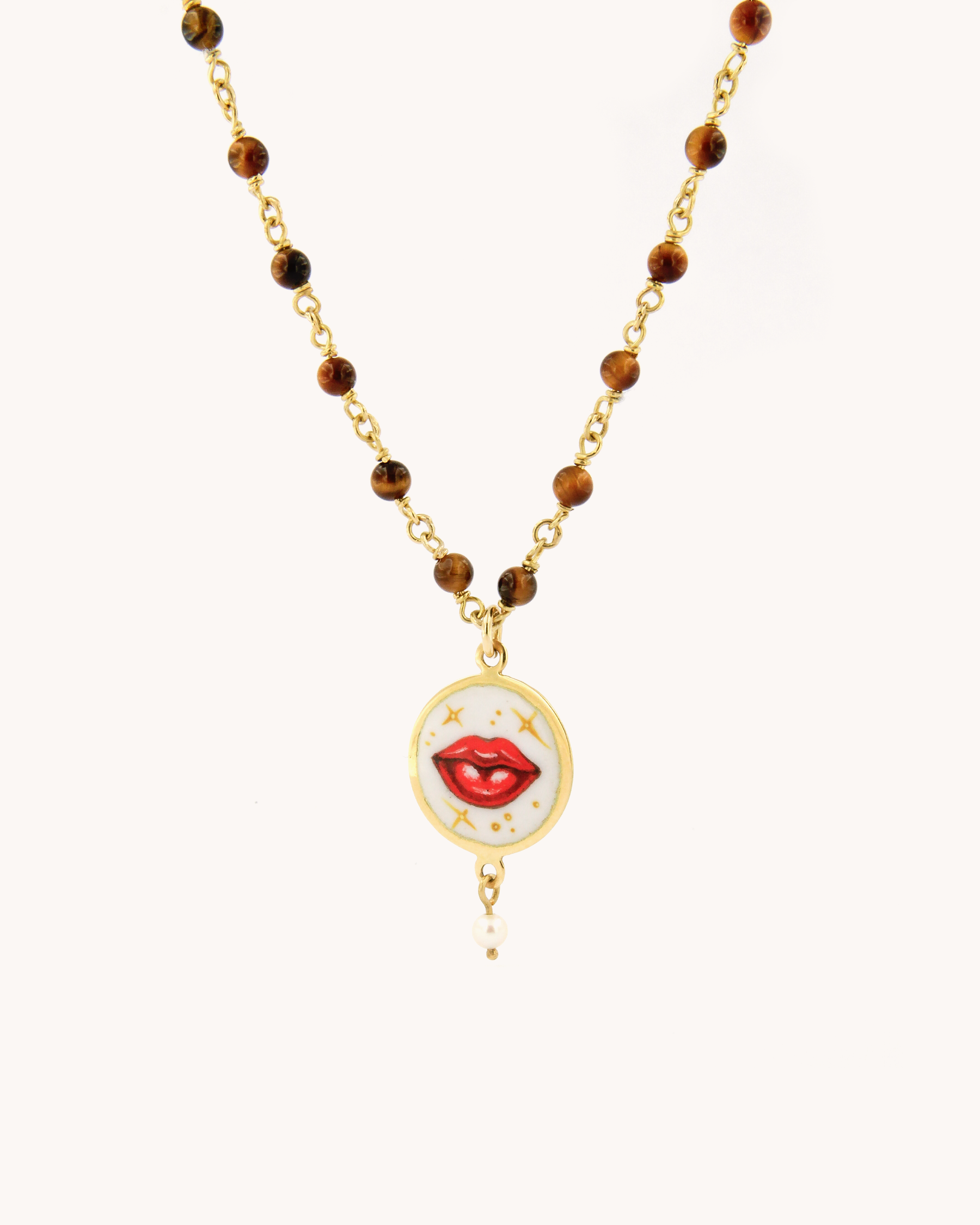 A Kiss and Tiger Eye Necklace