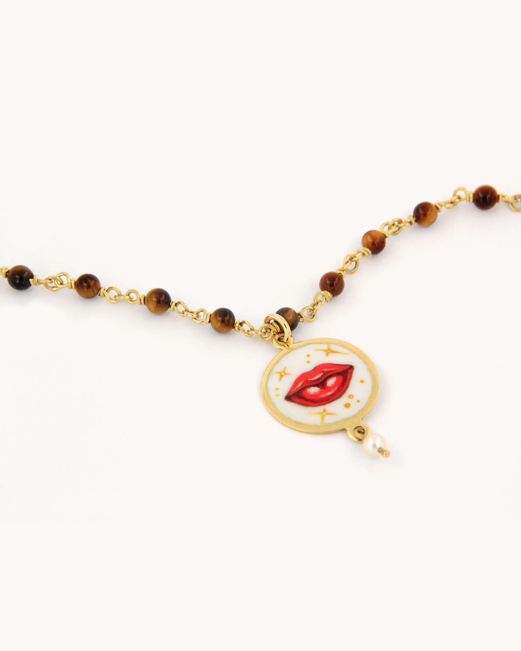 A Kiss and Tiger Eye Necklace
