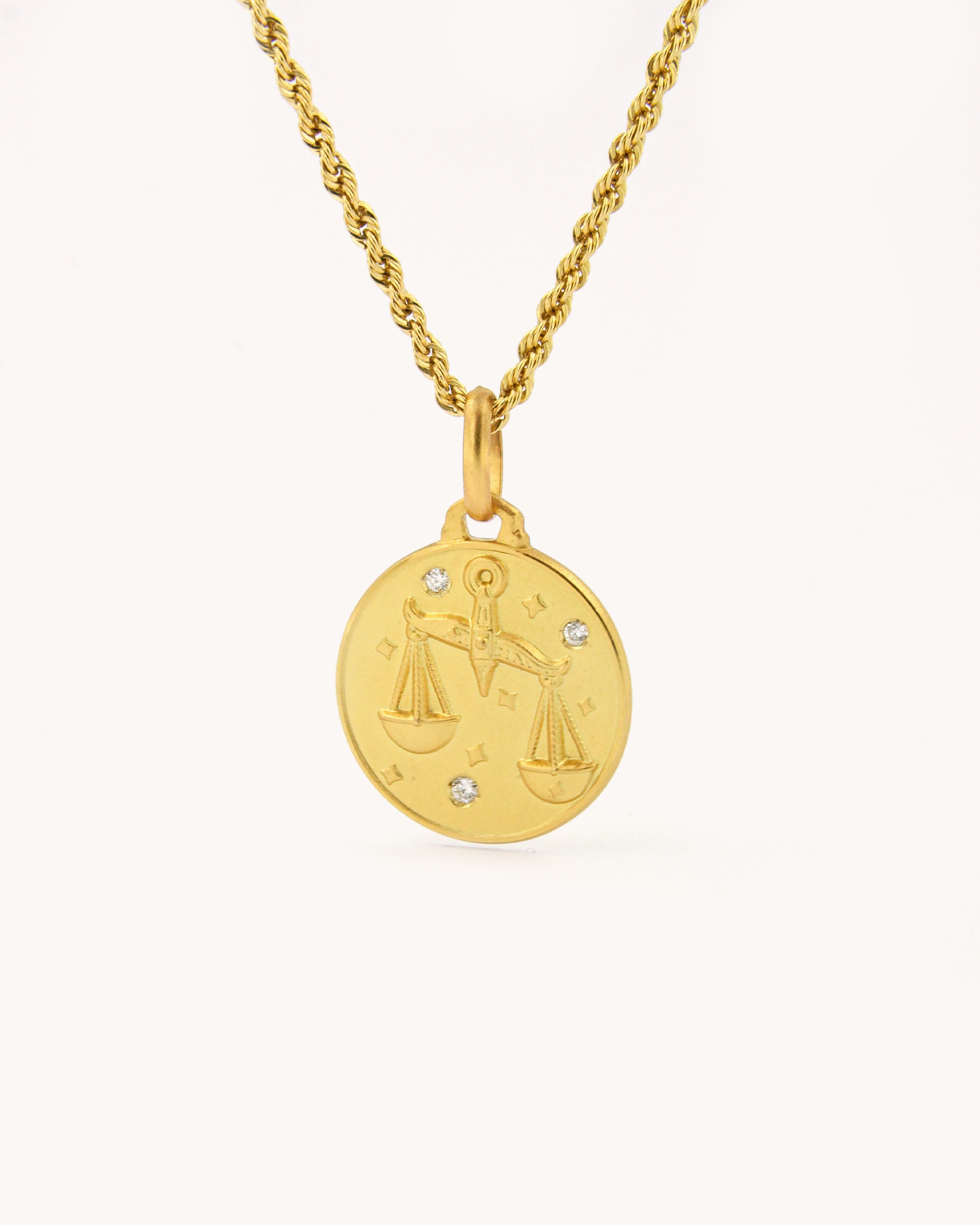 Libra Zodiac Small Pendant with Diamonds
