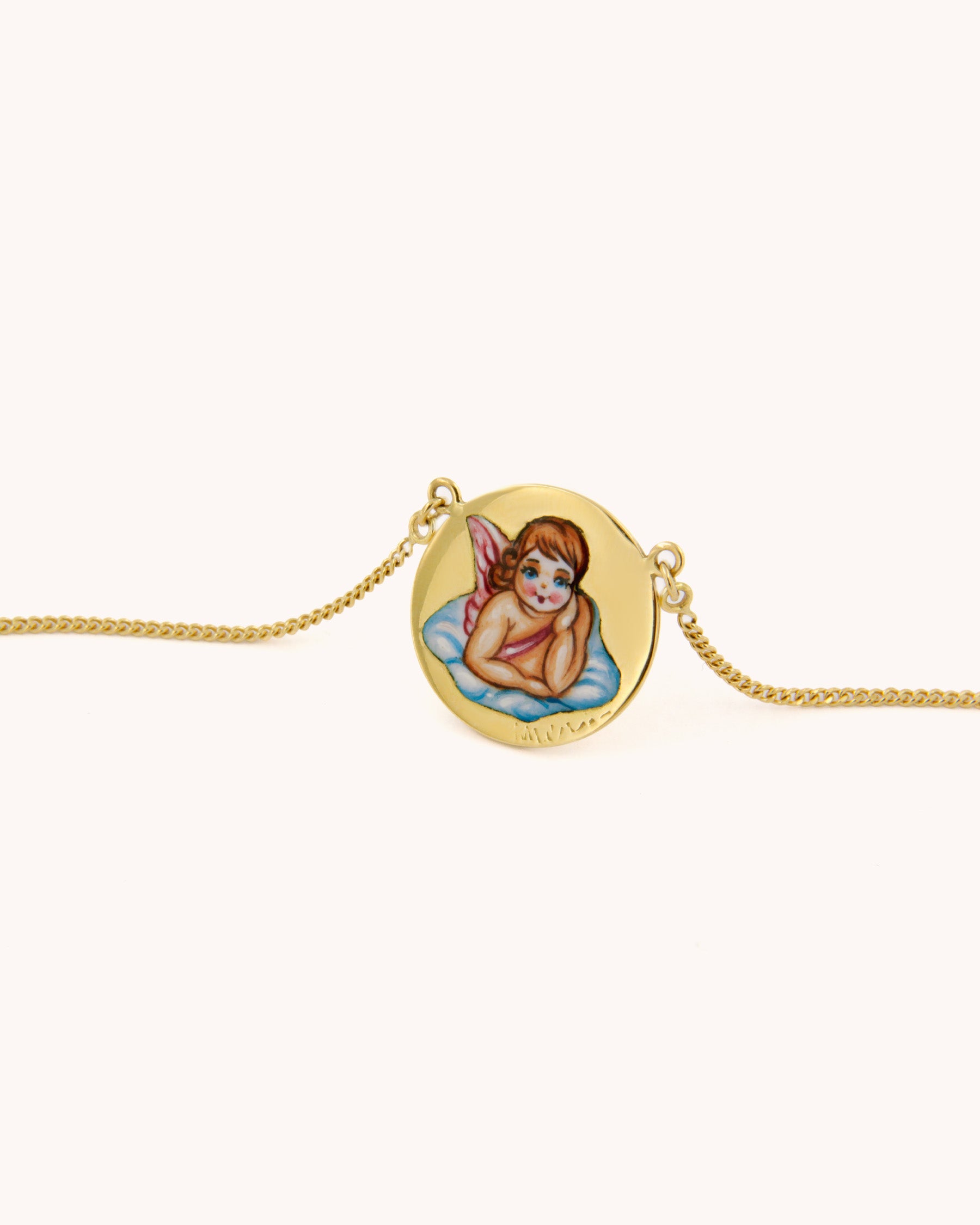 Angel on a Cloud Enamel Necklace