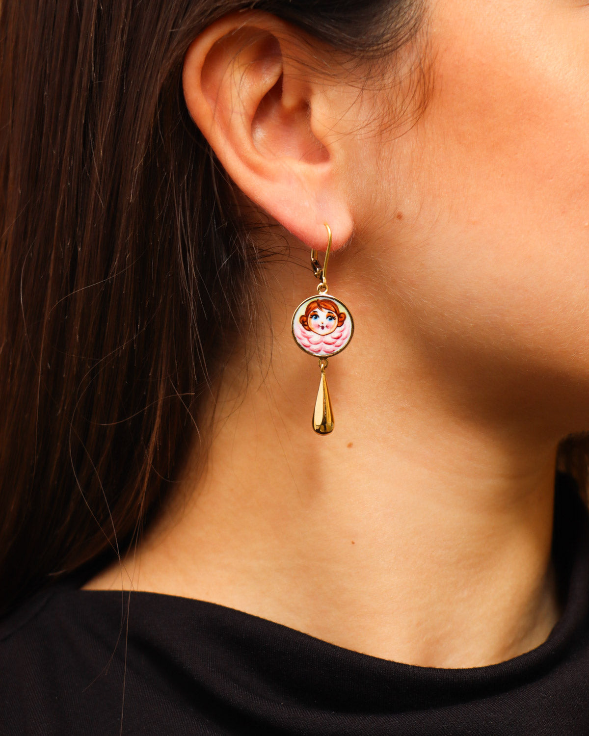 Pink Angel Drop Earrings