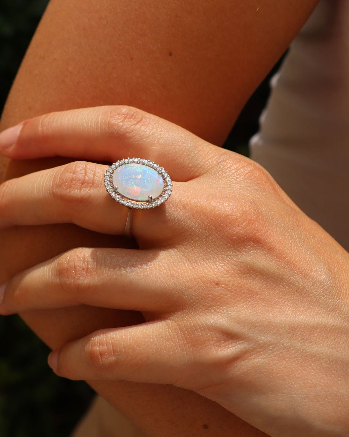 Opal and Diamonds Ring