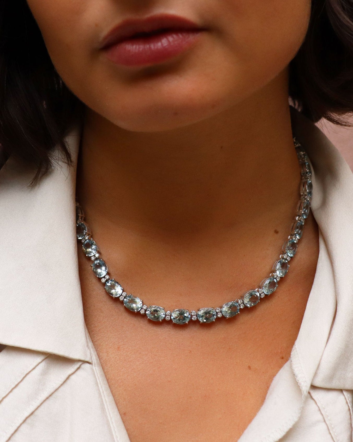 Aquamarine and Diamonds Necklace