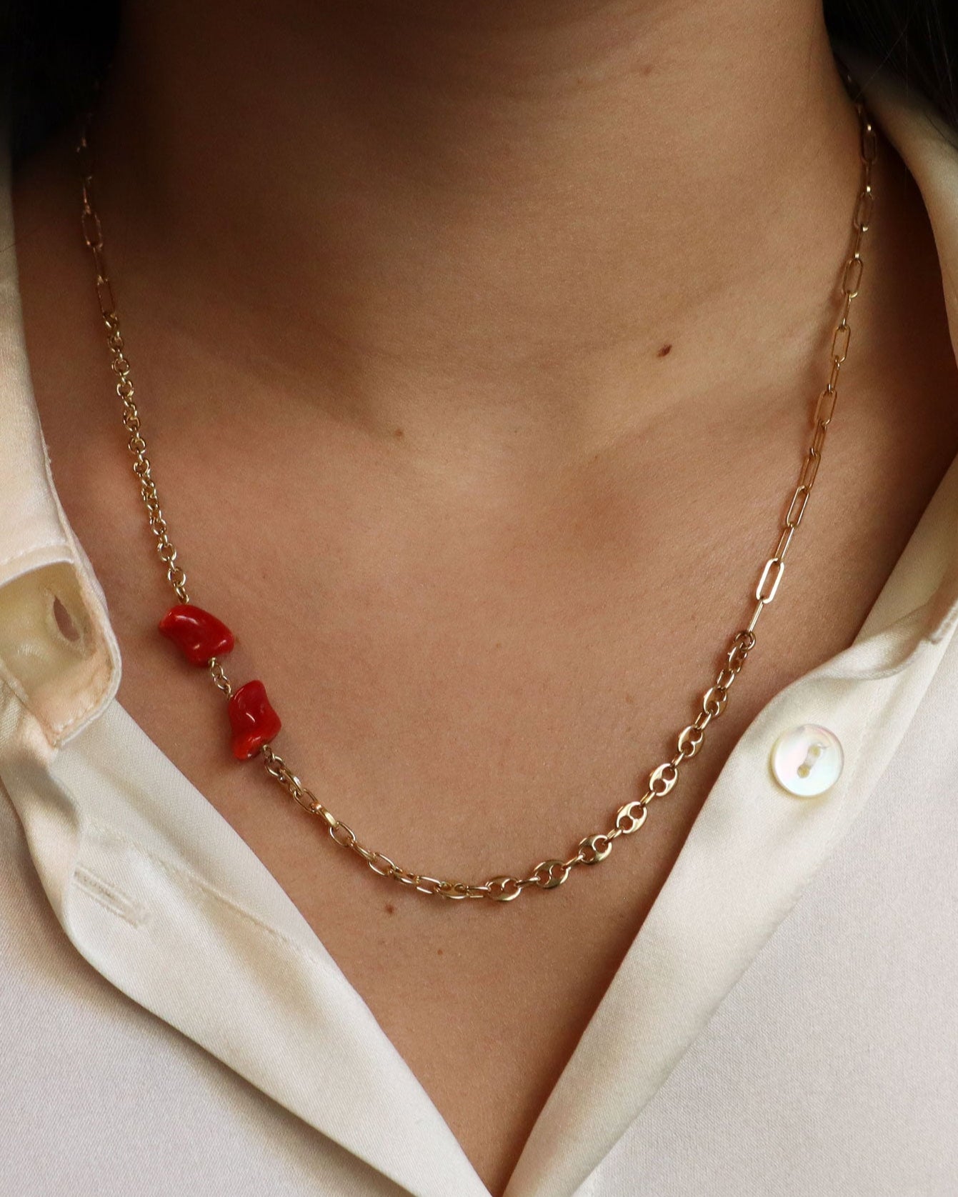 Collana Catena Mista e Coralli