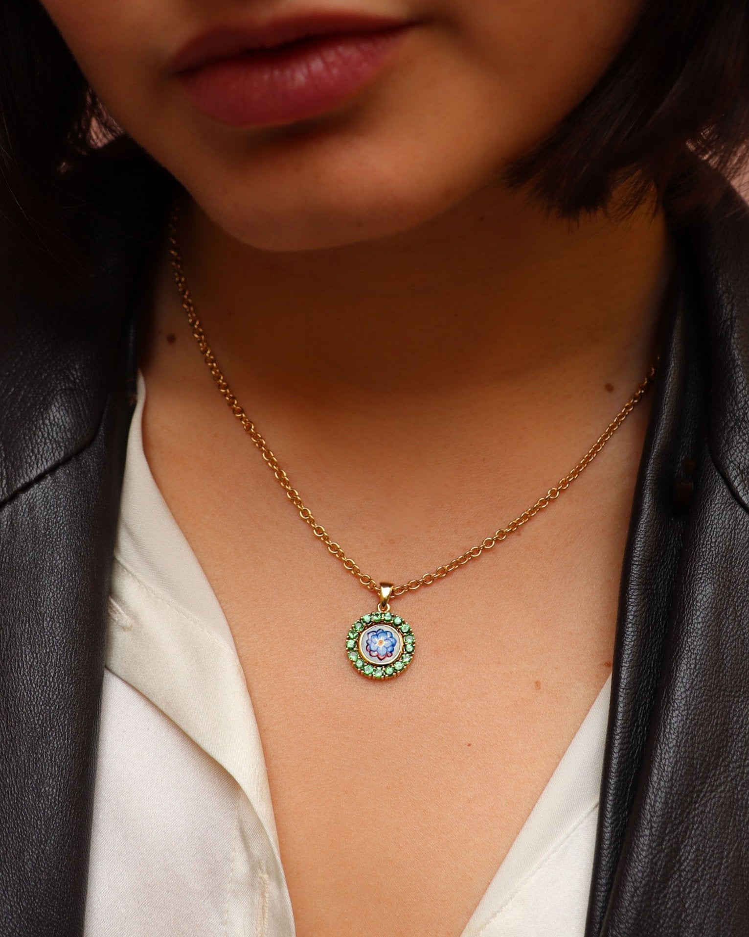 Flower and Tsavorite Pendant