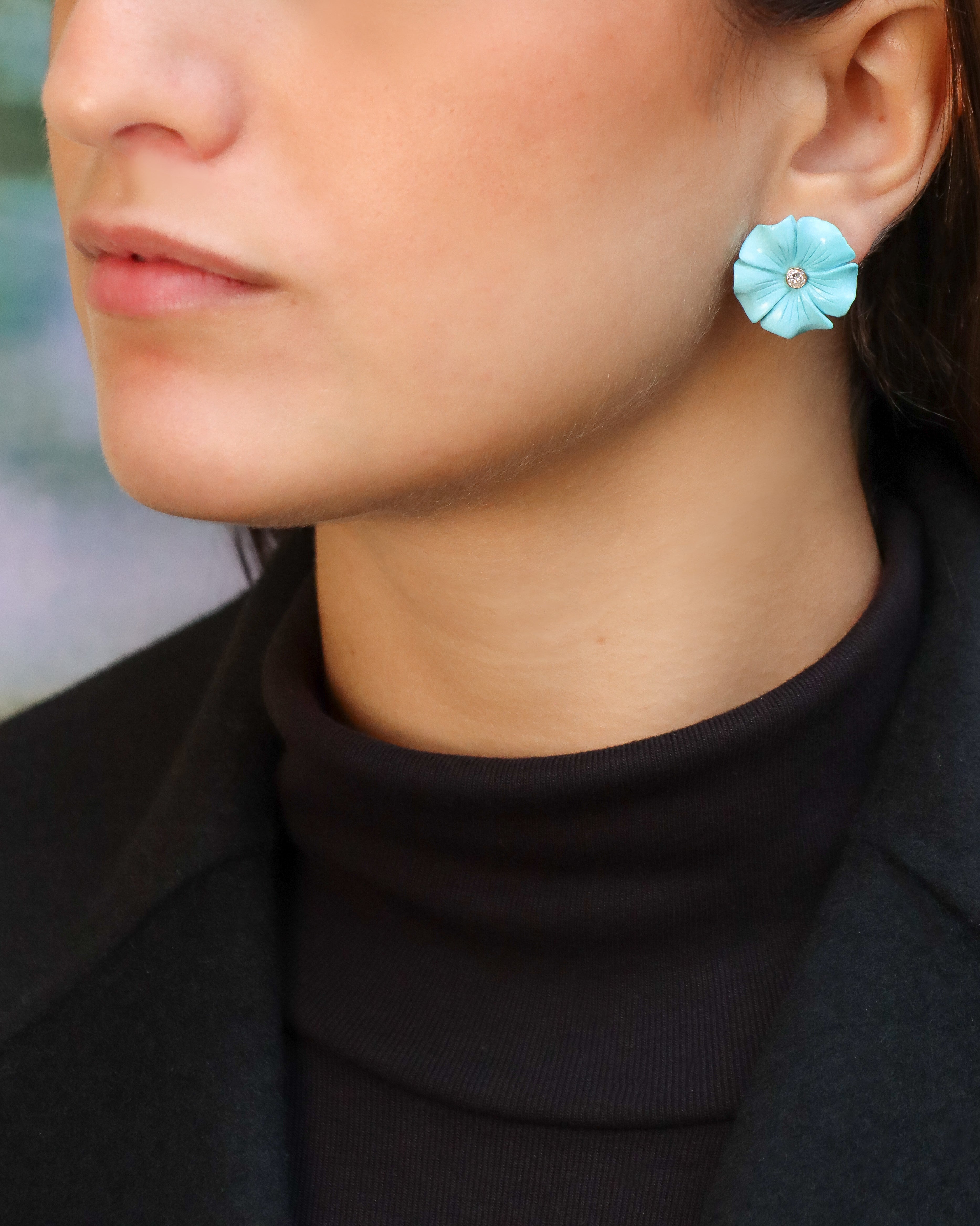 Orecchini a Lobo Fiori di Turchese