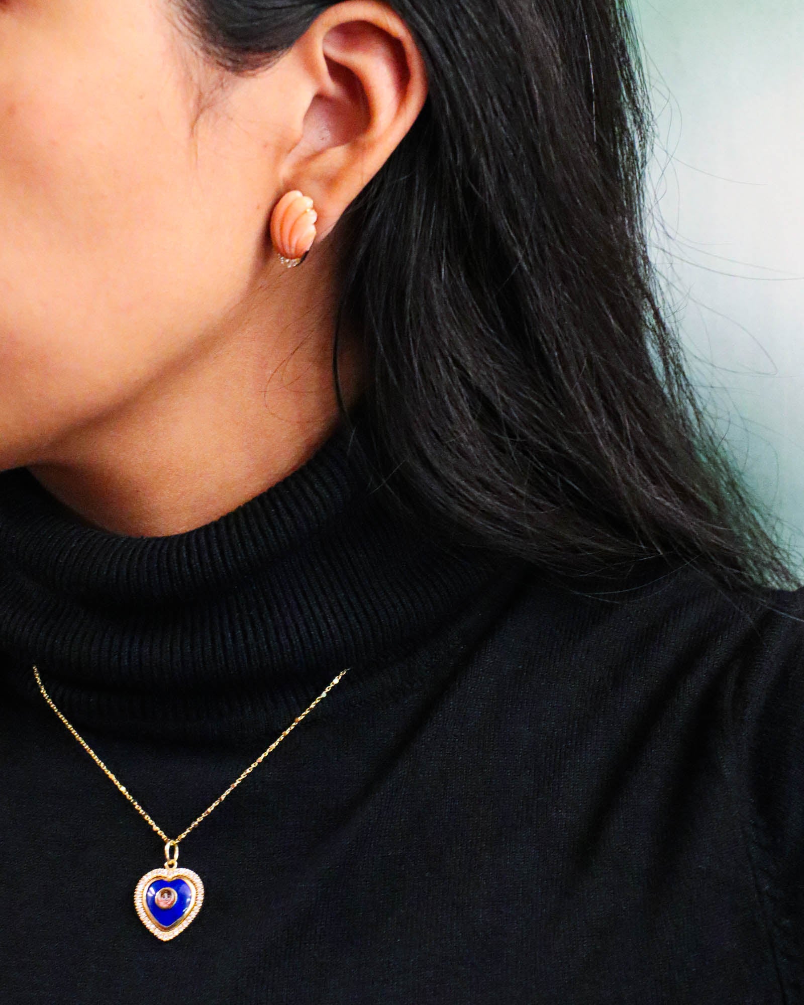 Lapis Lazuli and Diamonds Angel Pendant