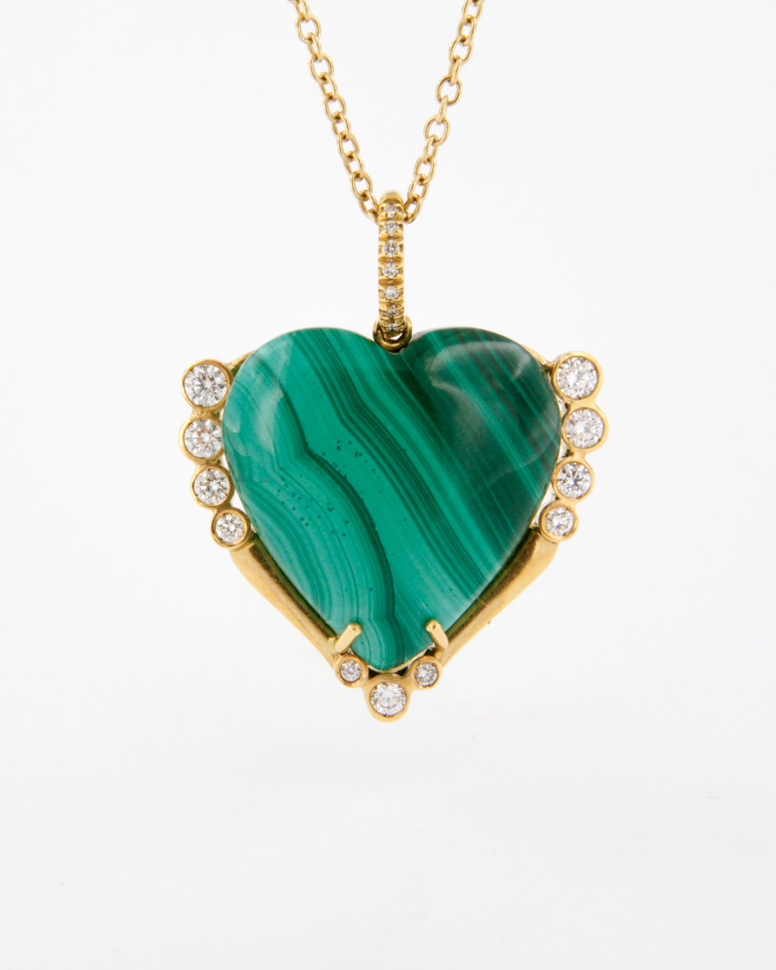 Malachite & Diamond Heart Pendant