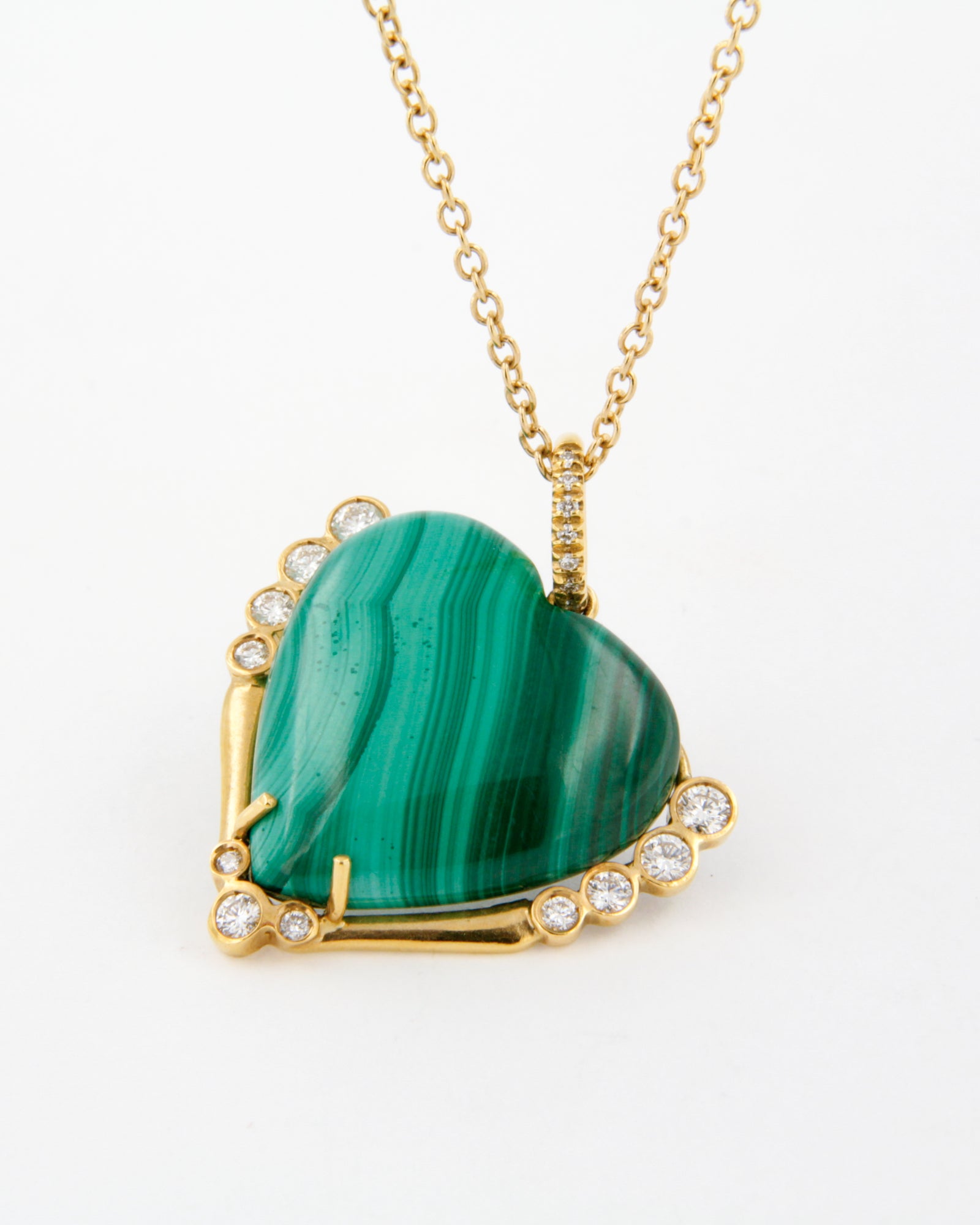 Malachite & Diamond Heart Pendant