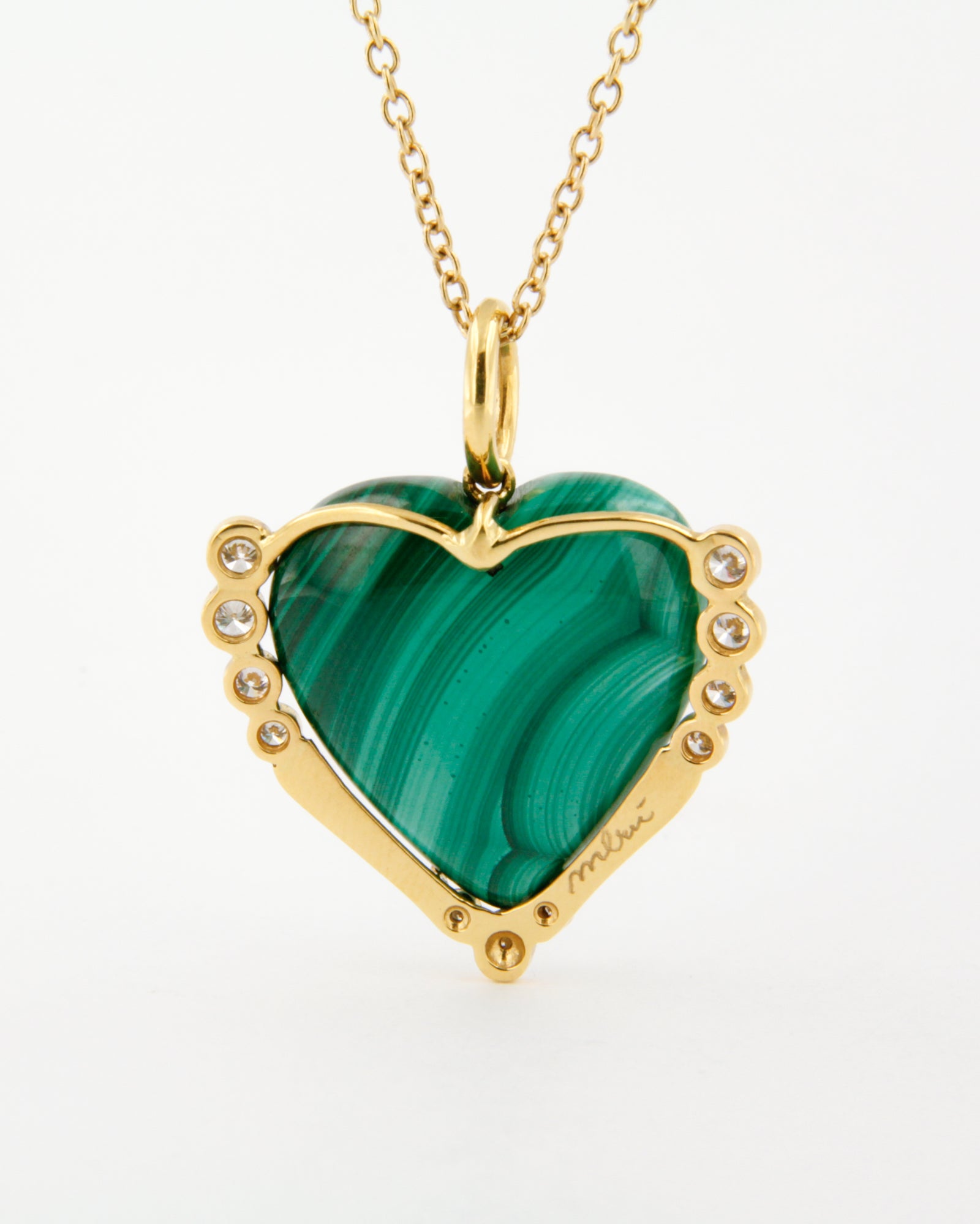 Malachite & Diamond Heart Pendant