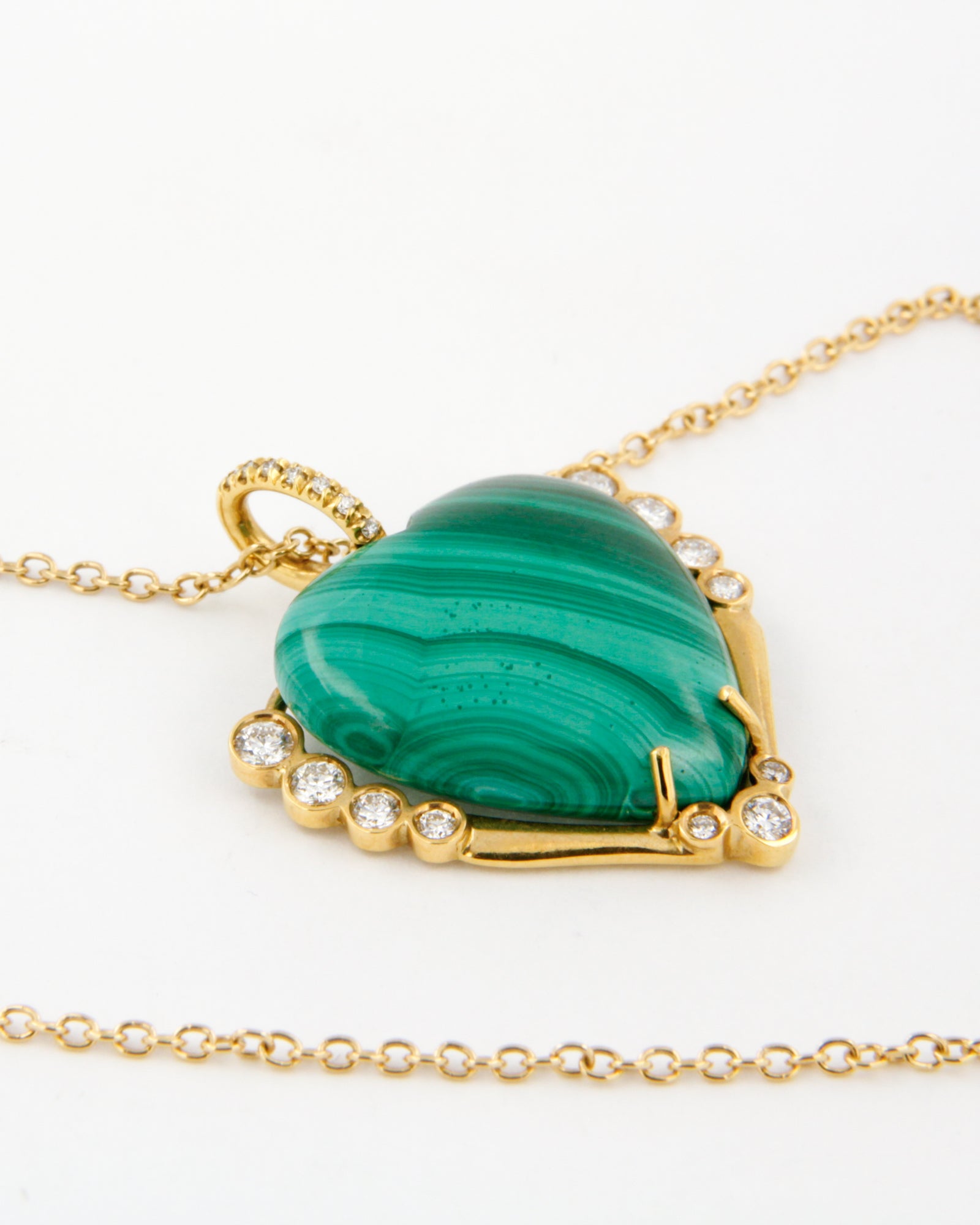 Malachite & Diamond Heart Pendant