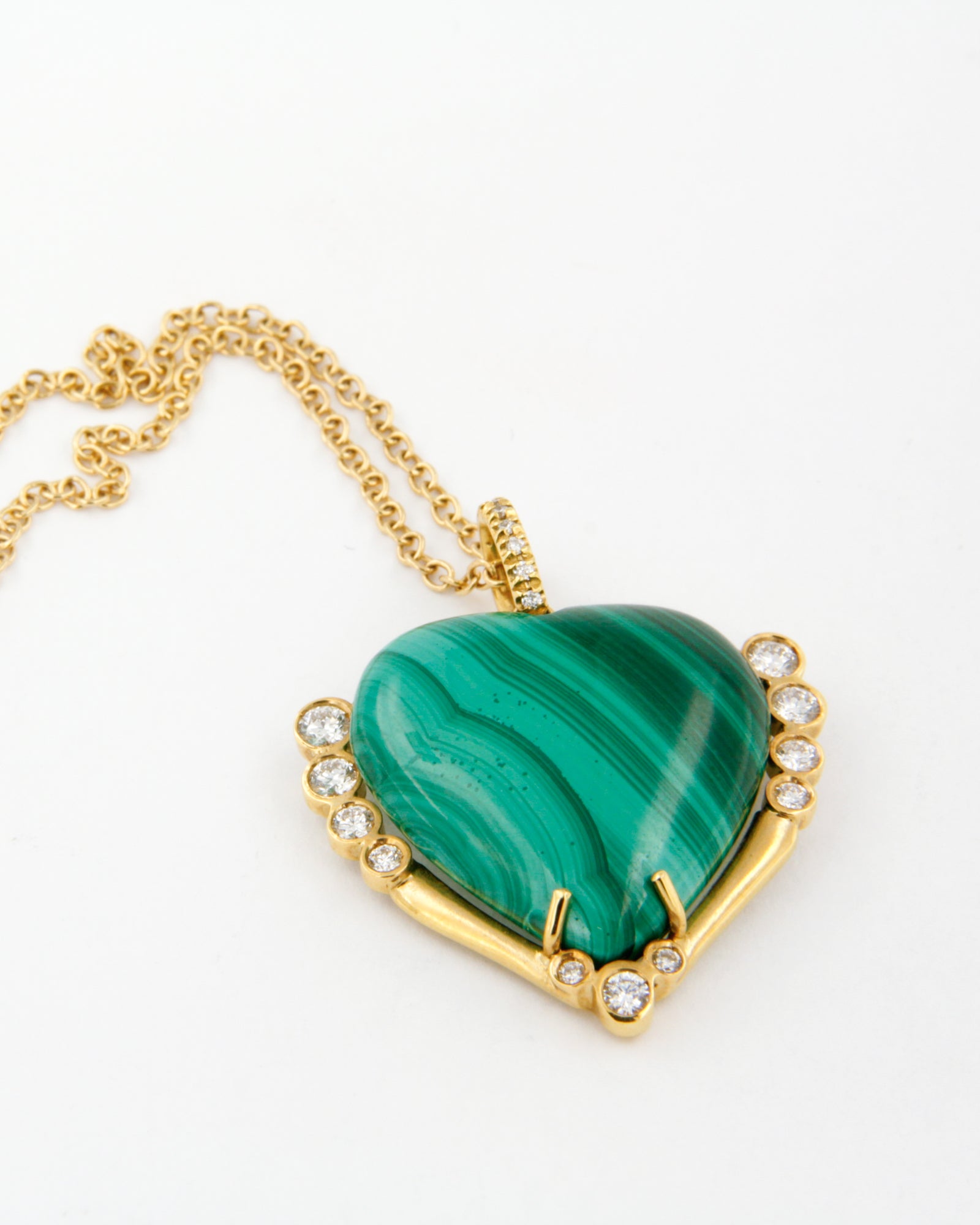 Malachite & Diamond Heart Pendant