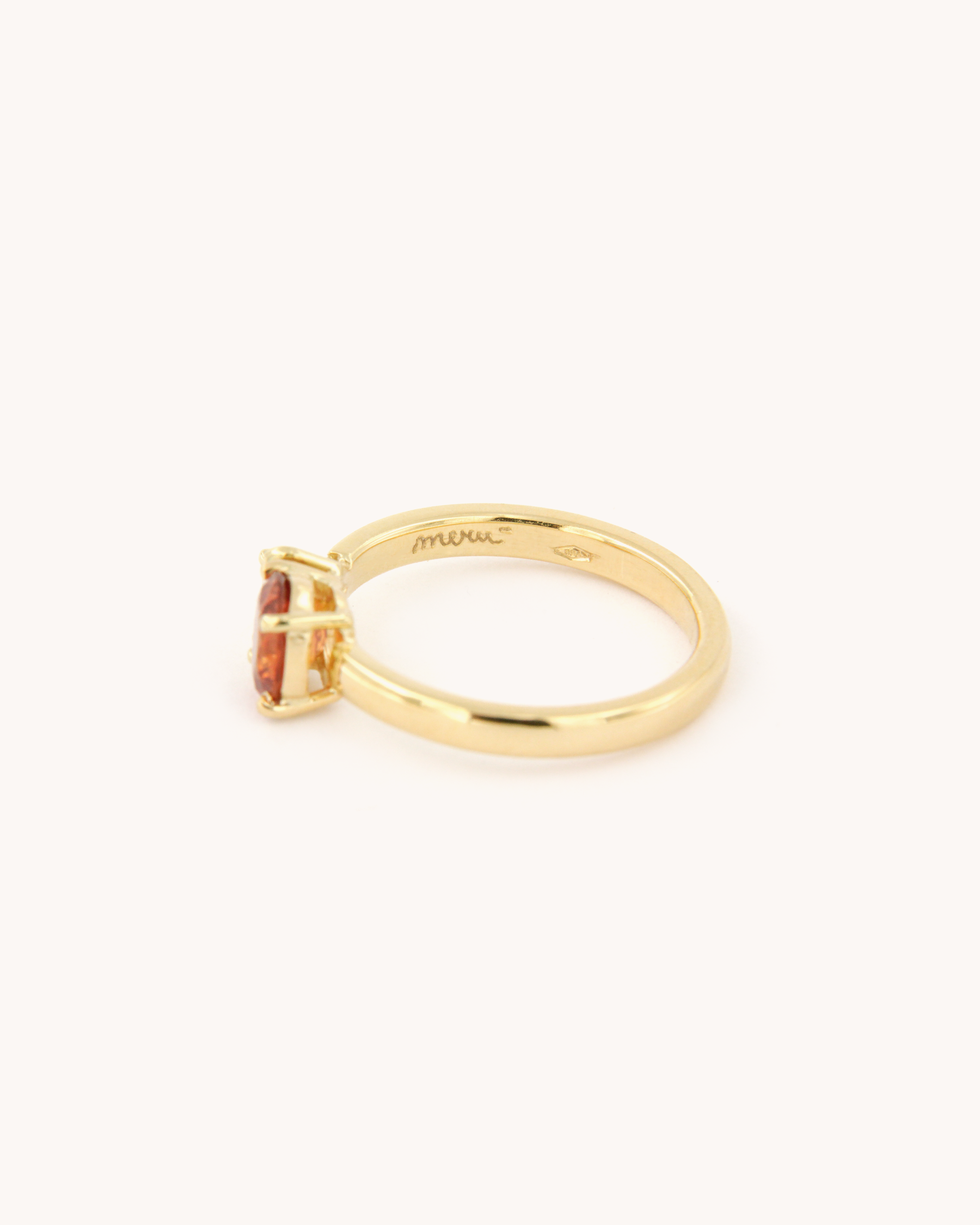 Anello Toi et Moi in oro giallo 18k con zaffiro arancio 0,95ct e diamante taglio Trilliant