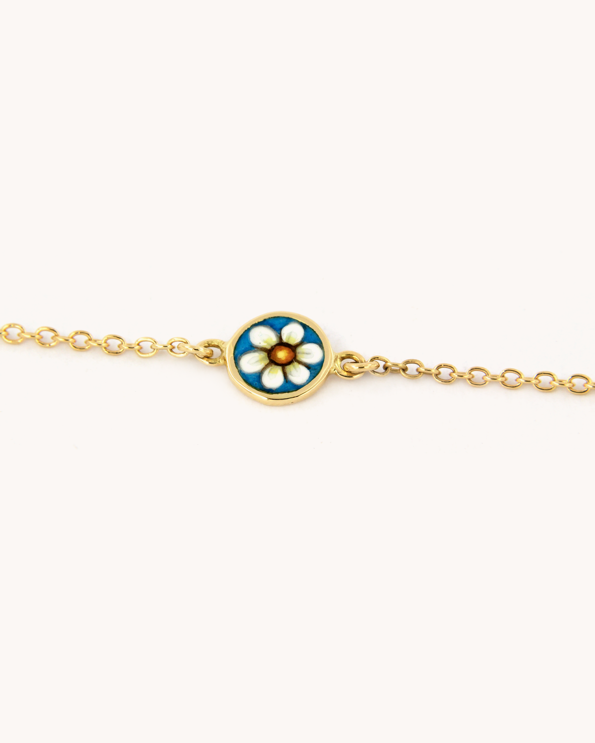 Bracciale Margherita di Merù in oro giallo 18 carati con smalto a fuoco dipinto a mano