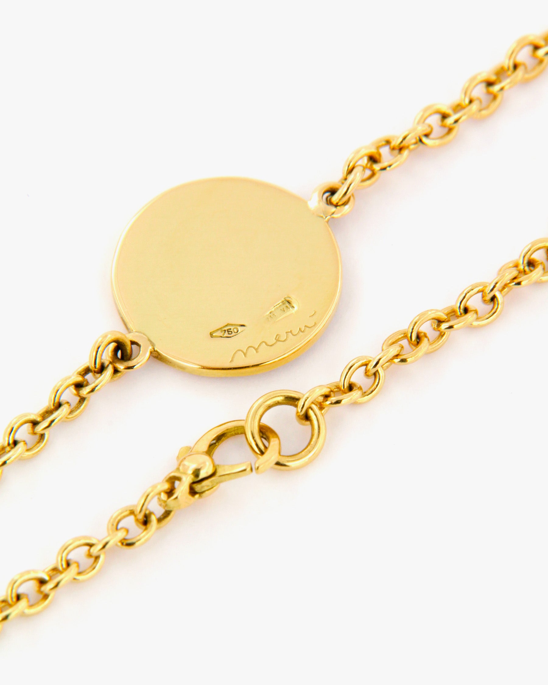 Bracciale in oro giallo 18 carati con rosa in smalto a fuoco dipinta a mano, Merù Gioielli