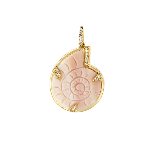 Mother-of-Pearl and Diamonds Shell Pendant