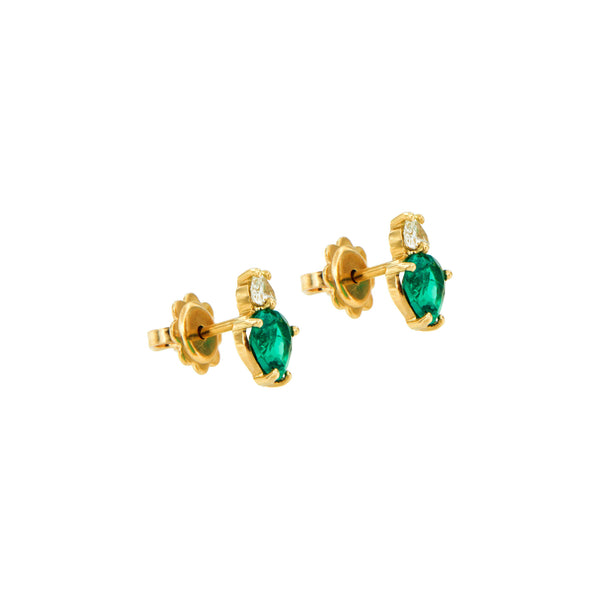 Emerald Heart and Diamond Earrings 