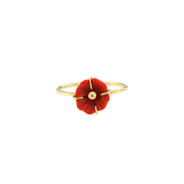 Red Coral Flower Ring