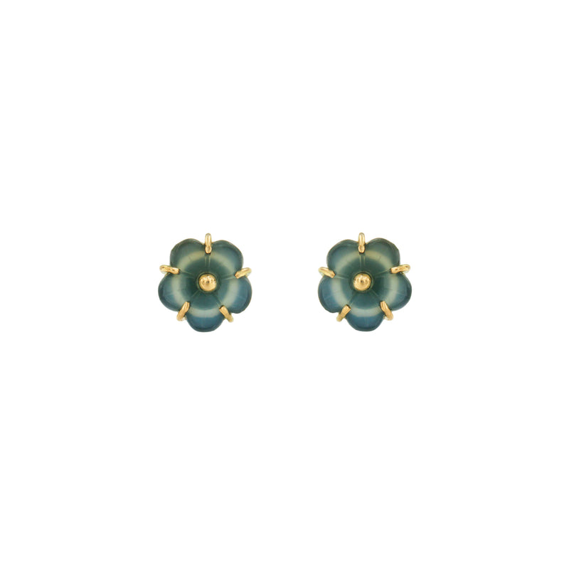 Blue Agate Flower Earrings