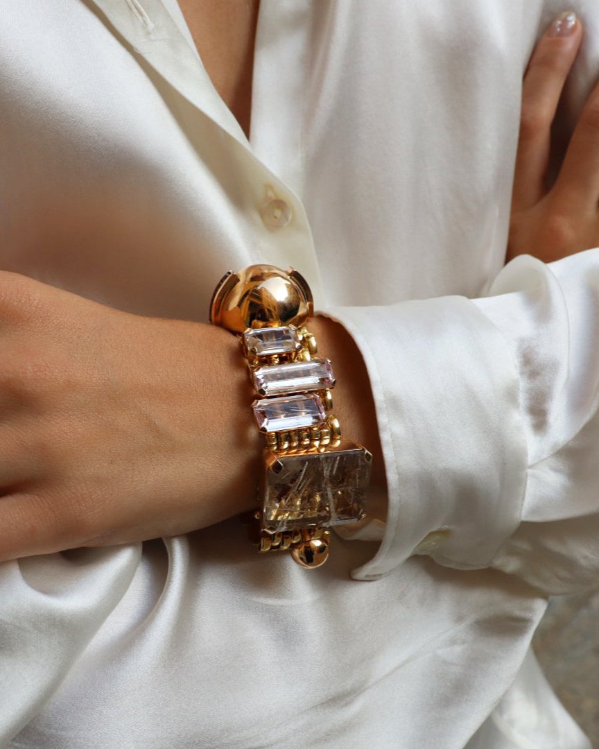 Tourmaline & Kunzite Armour Bracelet