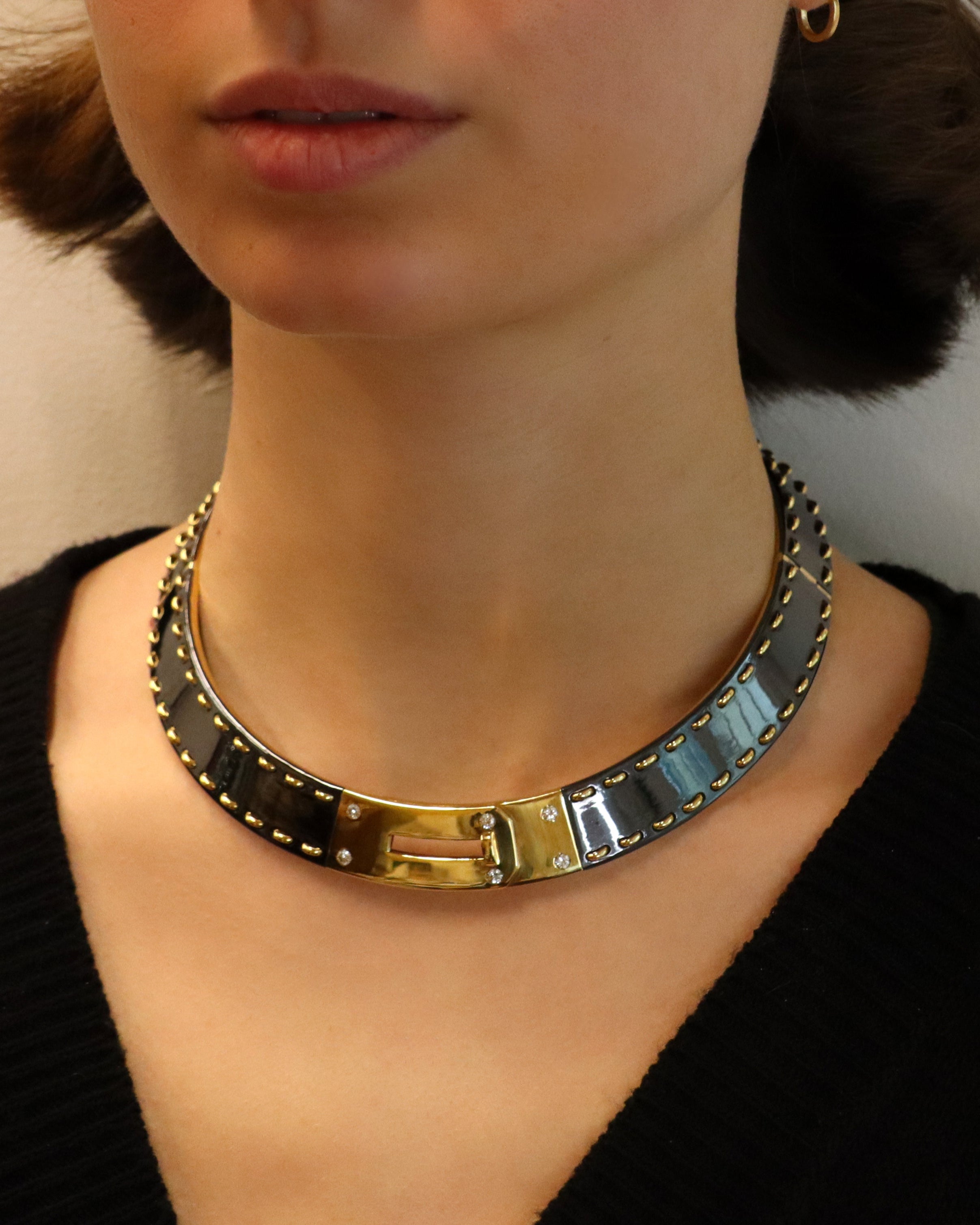 Gold Stitch Choker Necklace