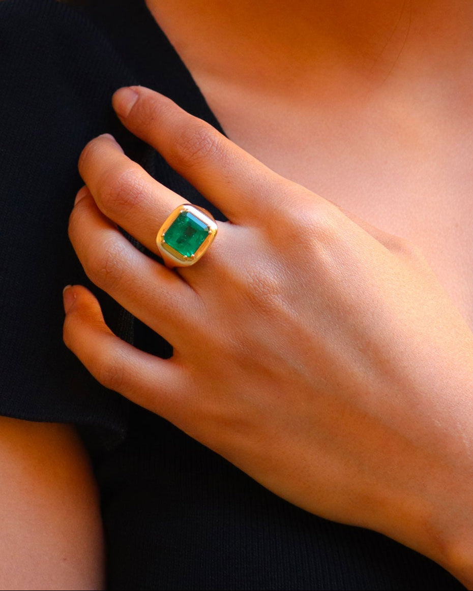 Cushion Cut Emerald Ring