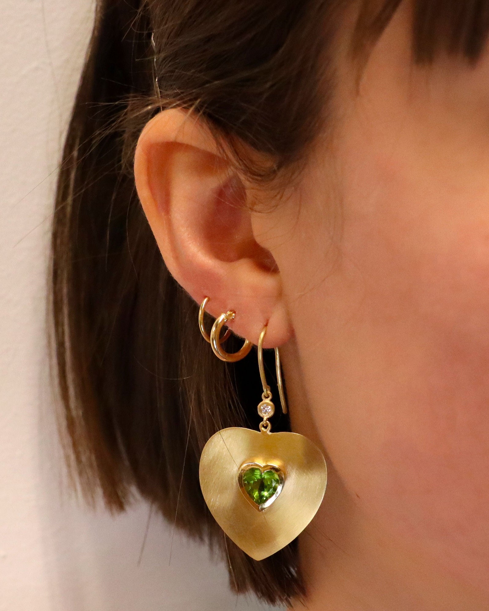 Peridot Heart Pendant Earrings