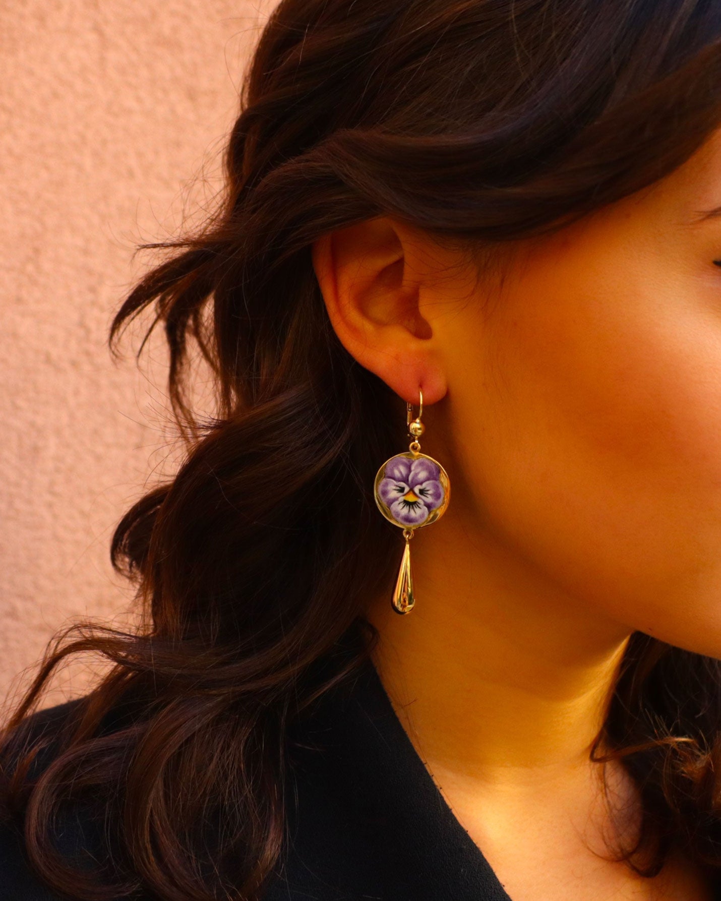 Wild Pansy Pendant Earrings