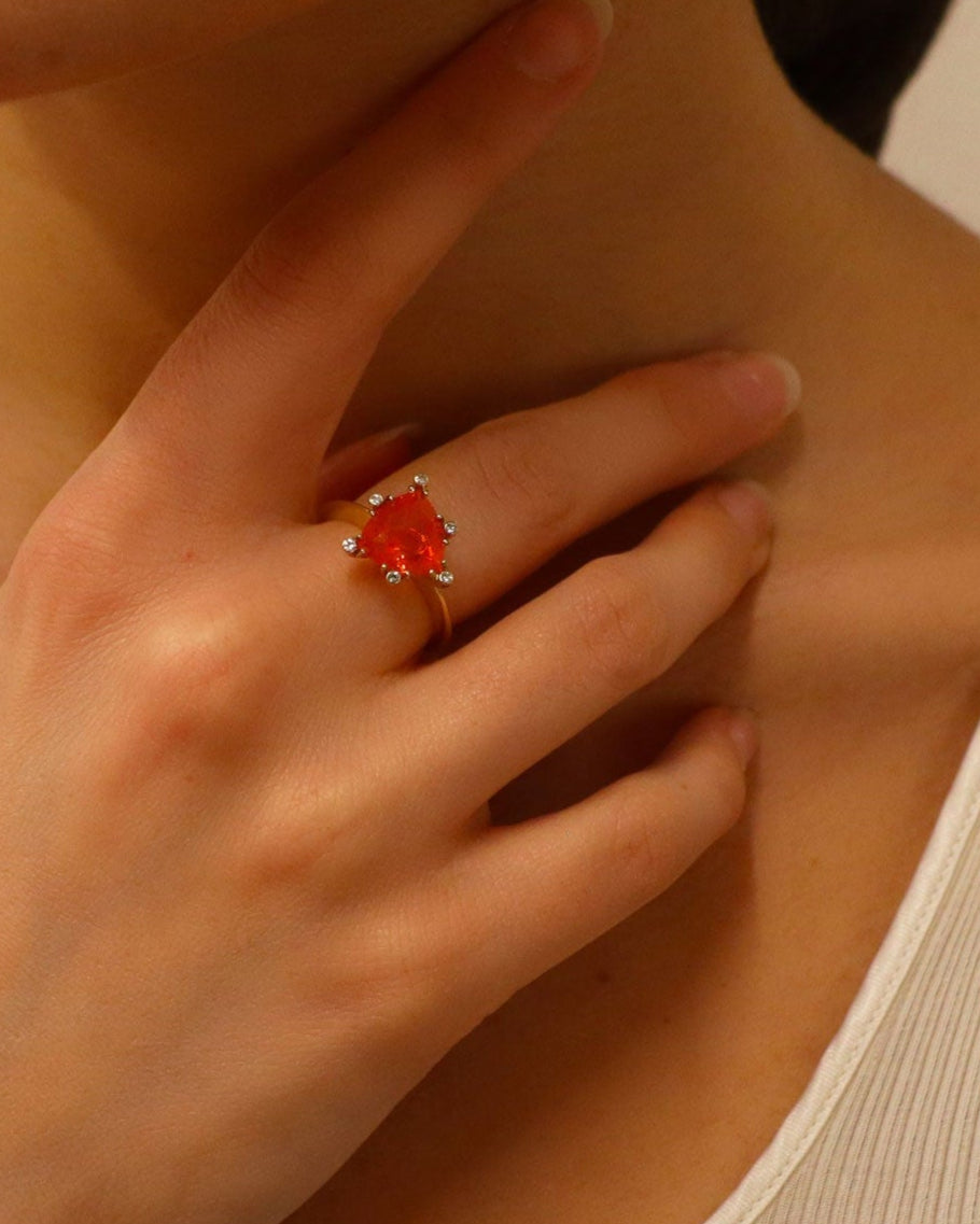 Anello Opale di Fuoco con Diamanti