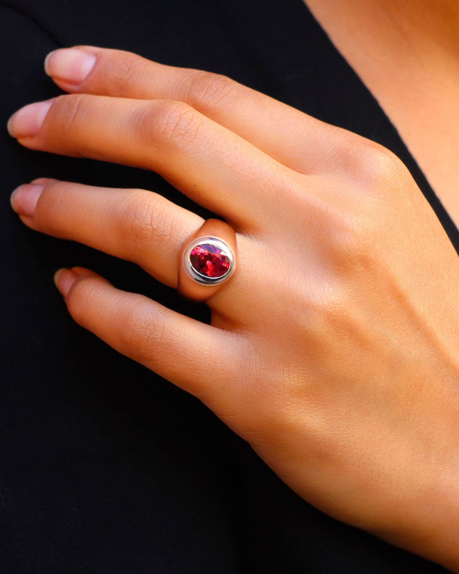 Anello Rubellite in Oro Rosa